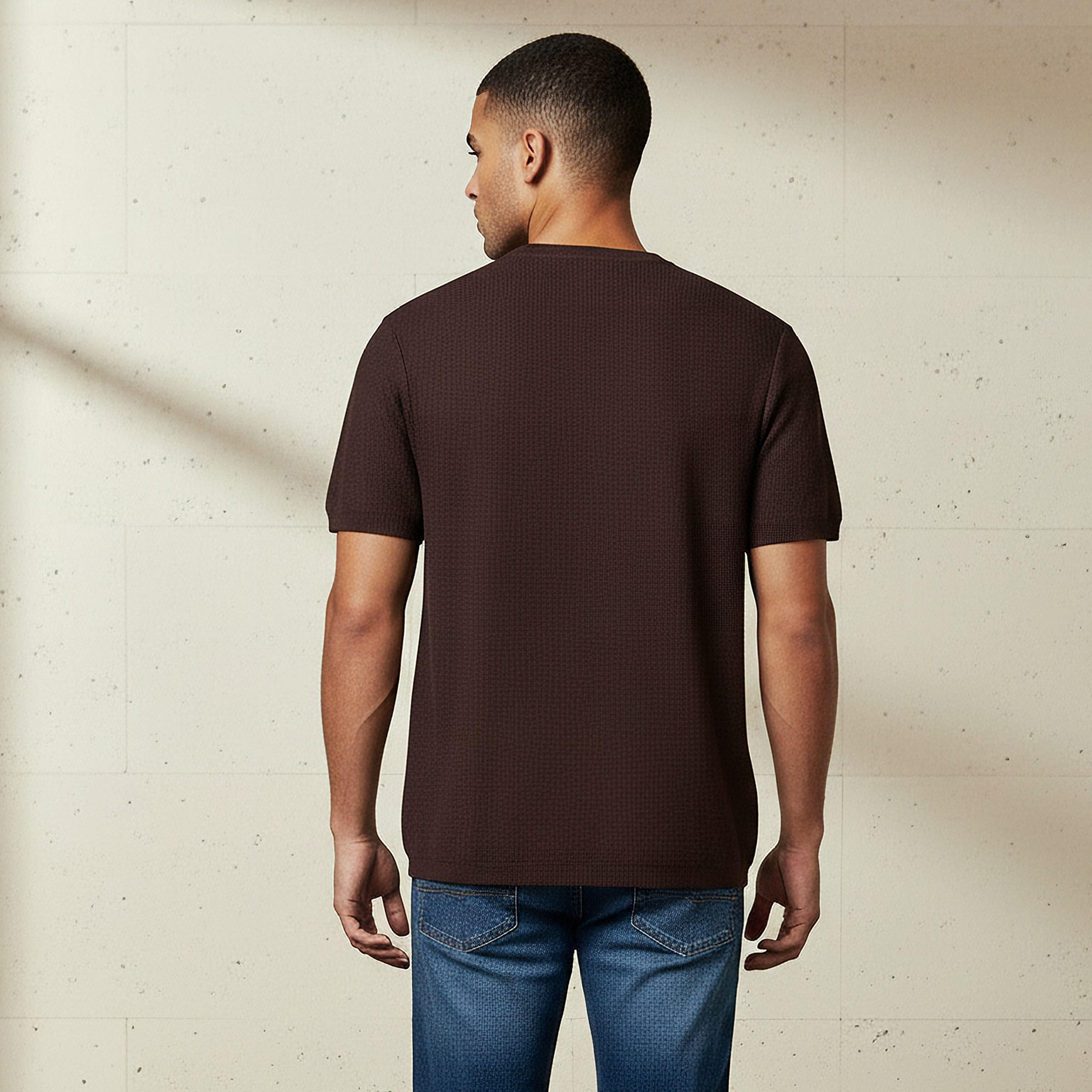 Men Regular Fit Crew Neck Short Sleeves Textured T-shirt-men-clothing-tshirtsandpolos-tshirts-image-3