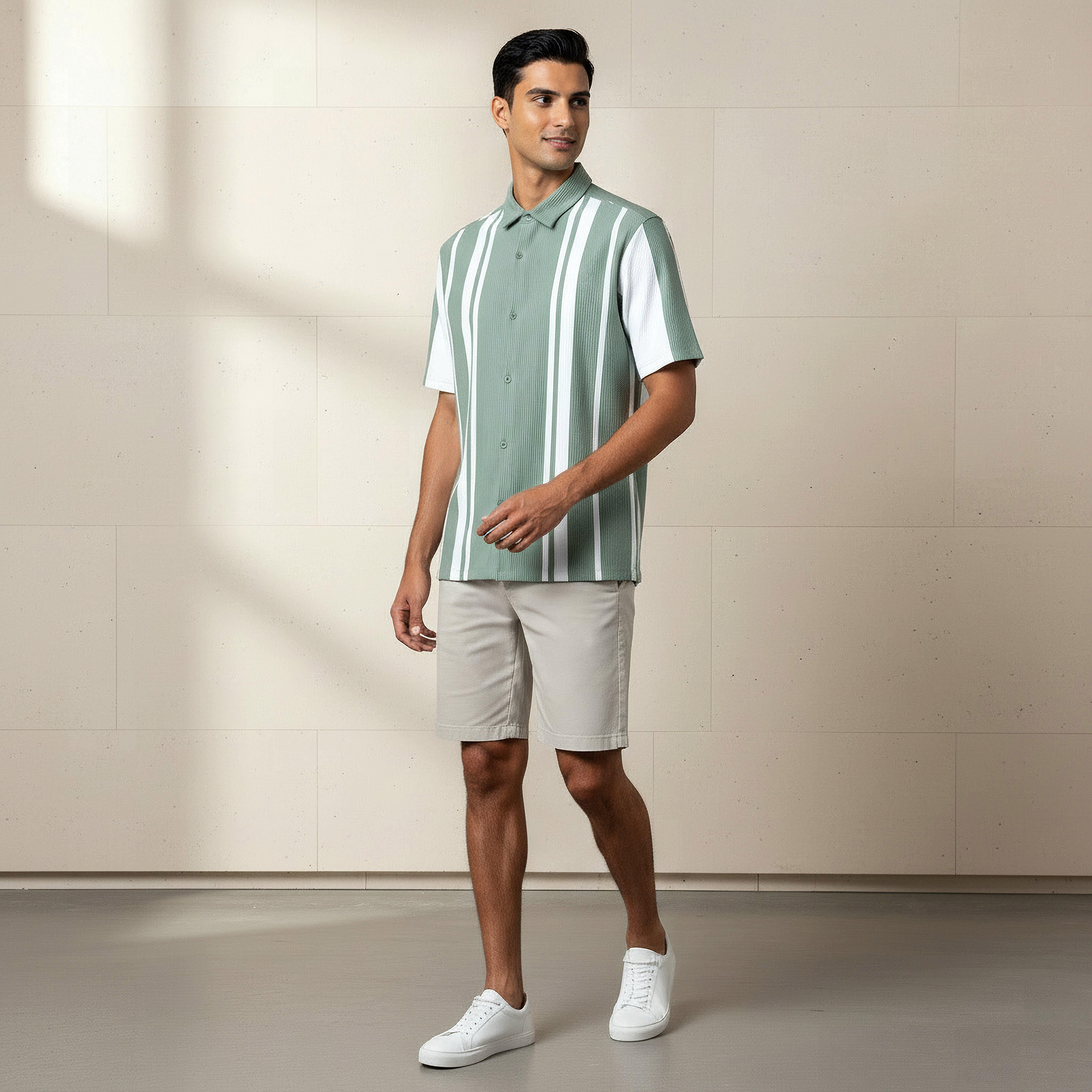 Men Regular Fit Collared Striped Short Sleeves Resort Polo T-shirt-men-clothing-shirts-image-2
