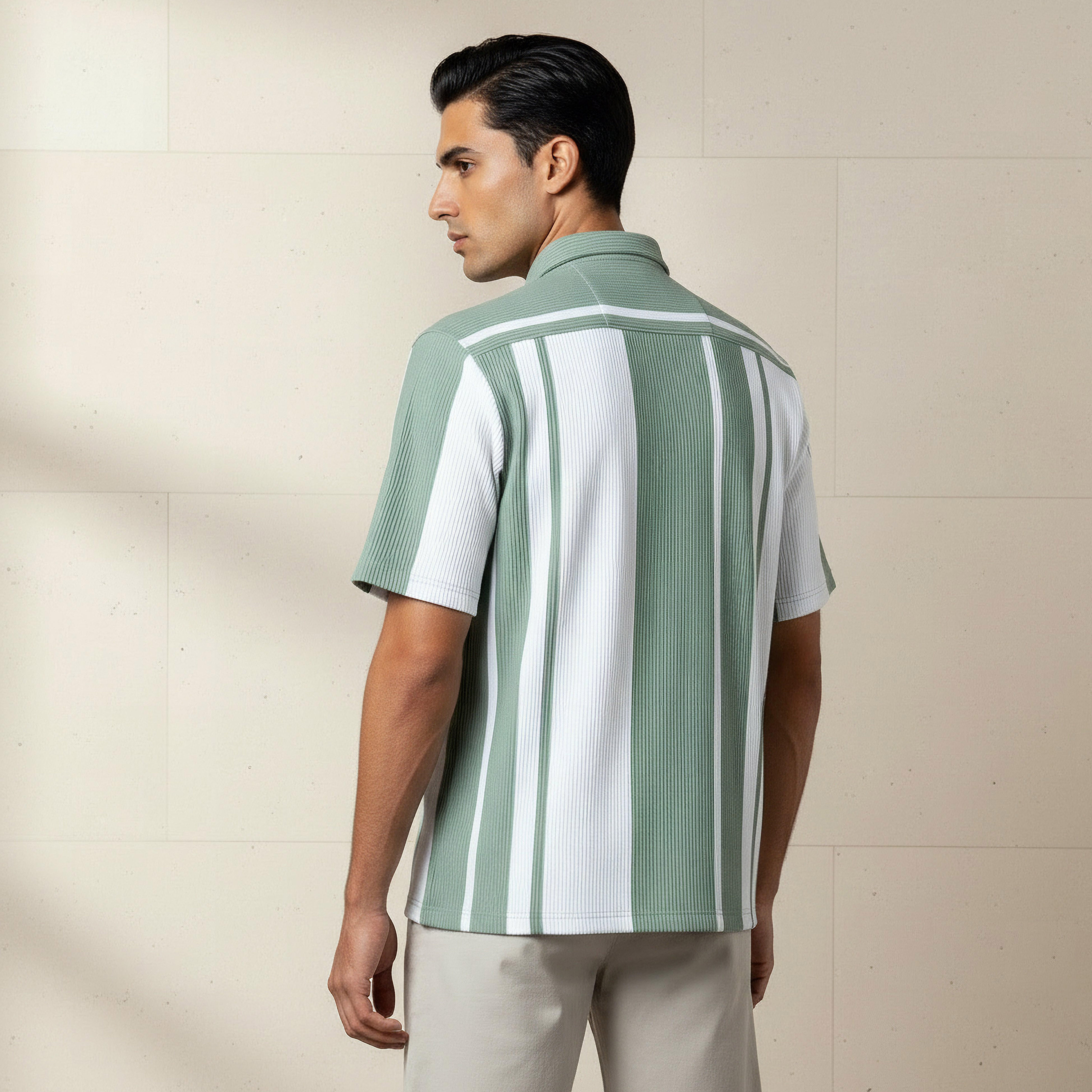 Men Regular Fit Collared Striped Short Sleeves Resort Polo T-shirt-men-clothing-shirts-image-3