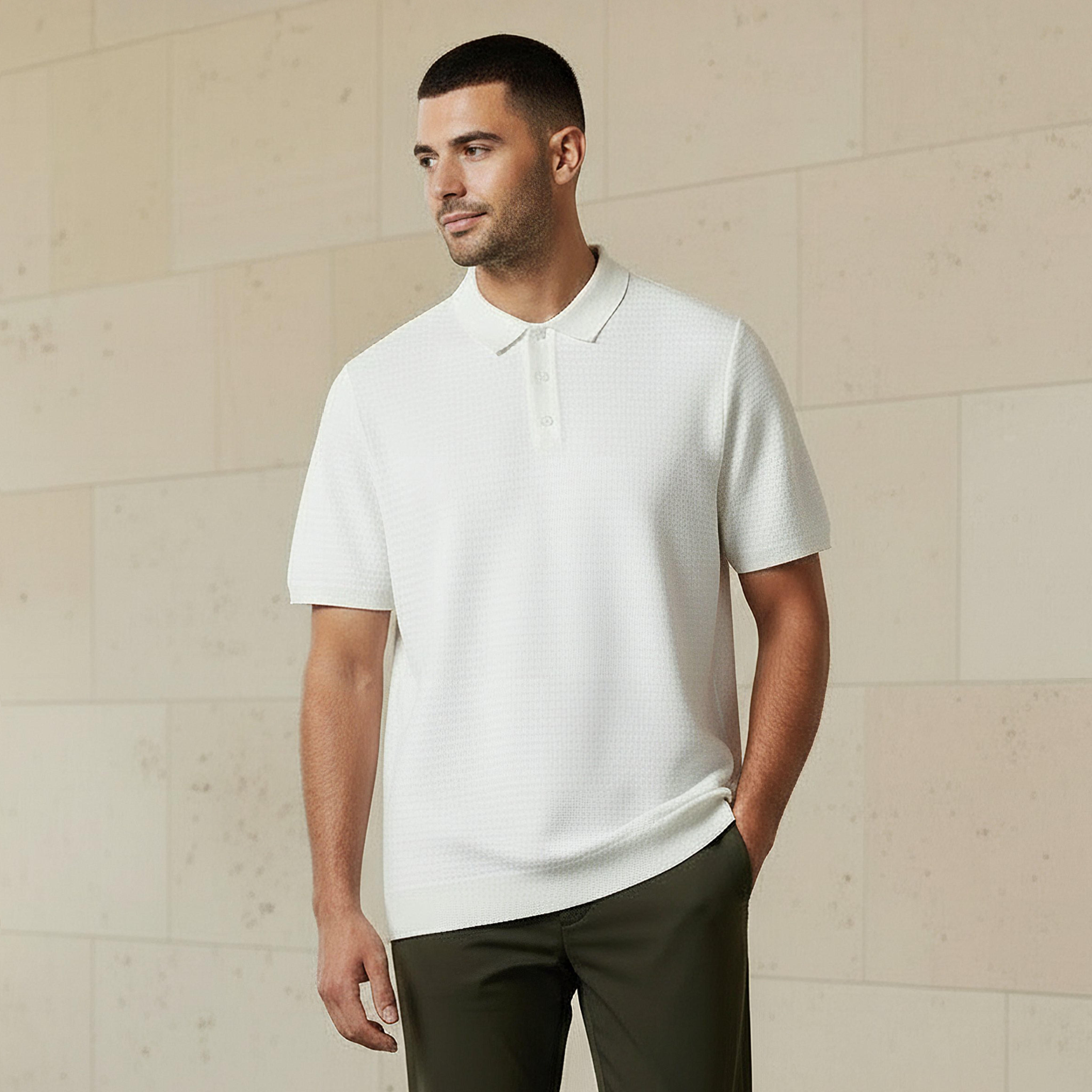 Men Short Sleeve Textured Polo T-shirt-men-clothing-tshirtsandpolos-polos-image-1