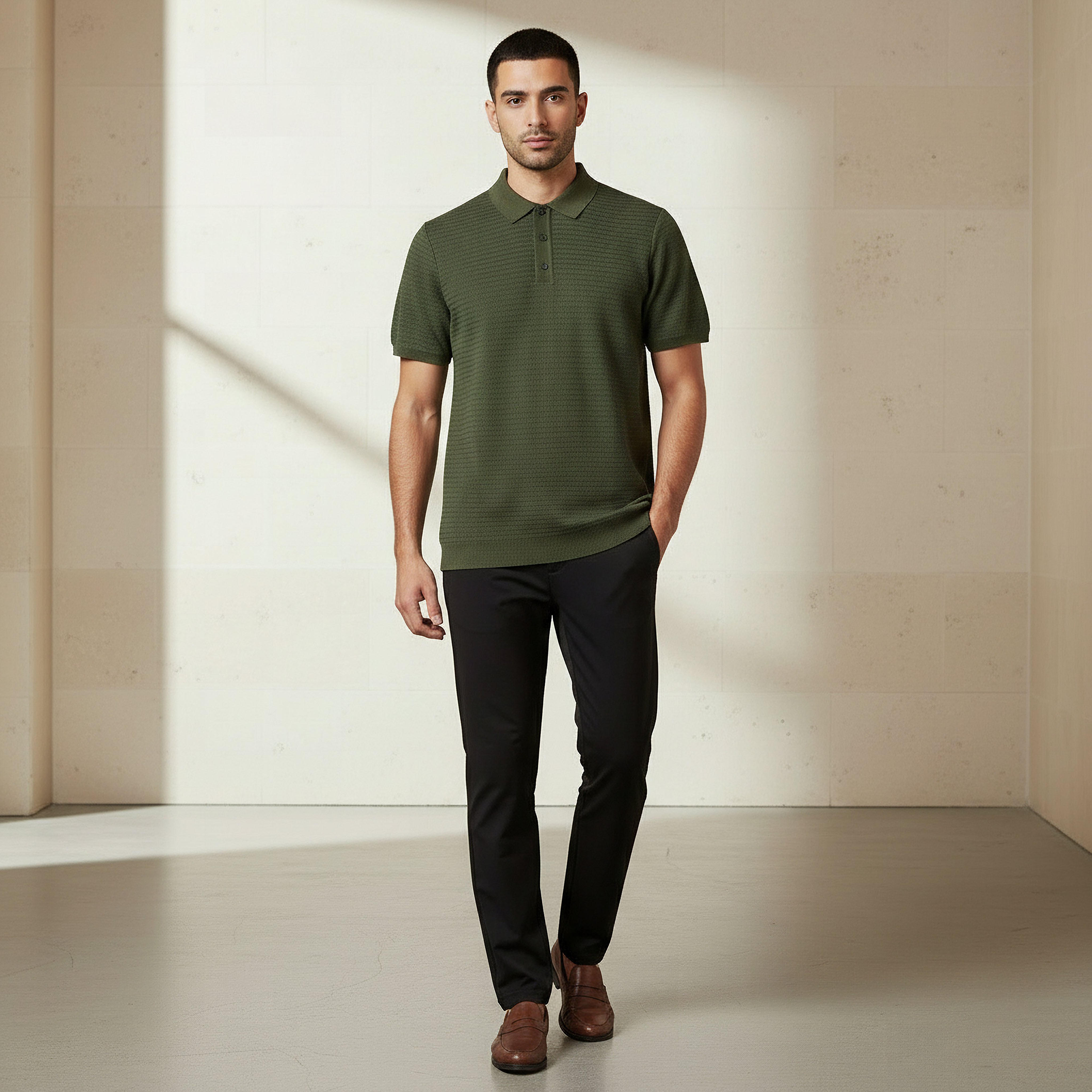 Men Short Sleeve Textured Polo T-shirt-men-clothing-tshirtsandpolos-polos-image-2
