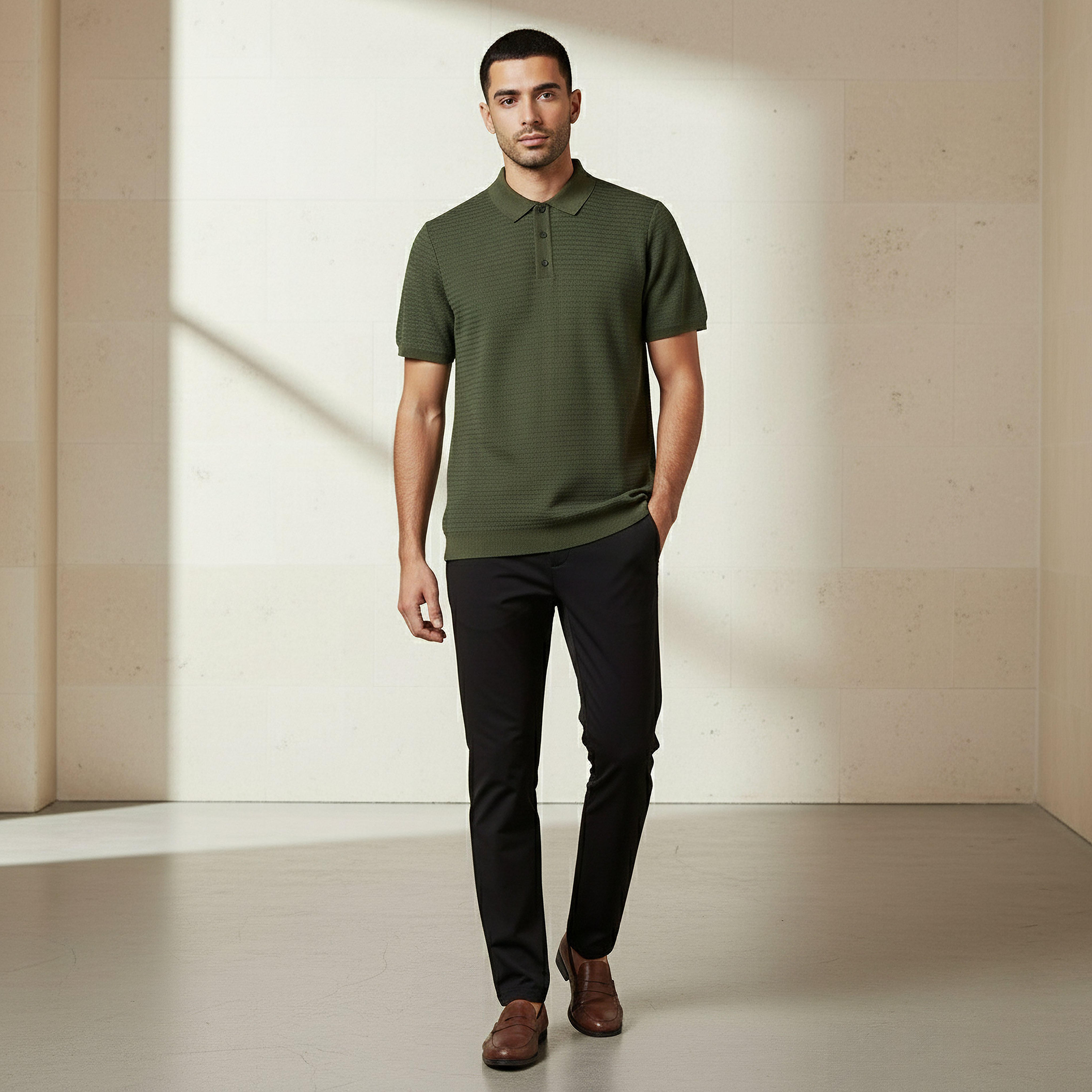 Men Short Sleeve Textured Polo T-shirt-men-clothing-tshirtsandpolos-polos-image-5