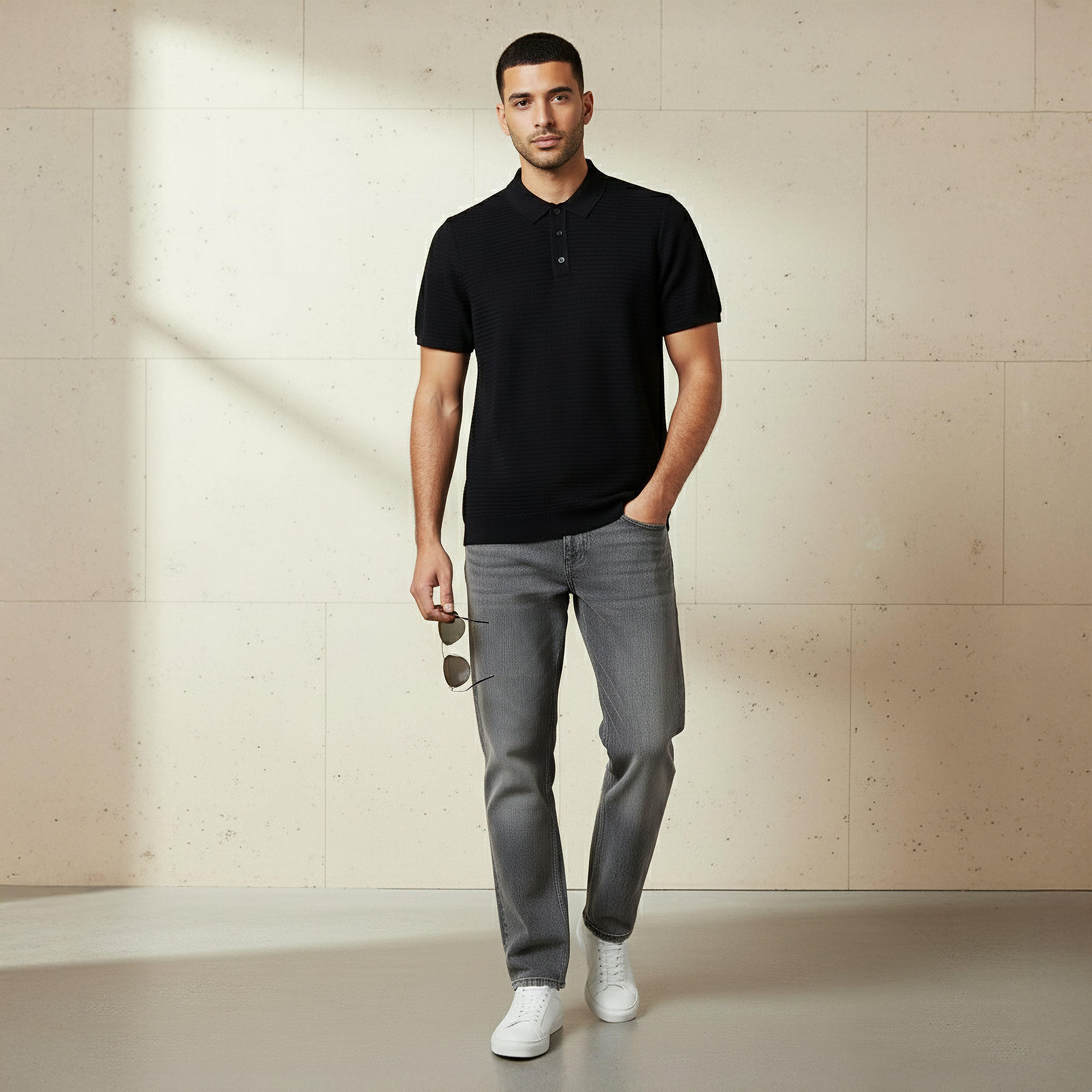 Men Short Sleeve Textured Polo T-shirt-men-clothing-tshirtsandpolos-polos-image-2
