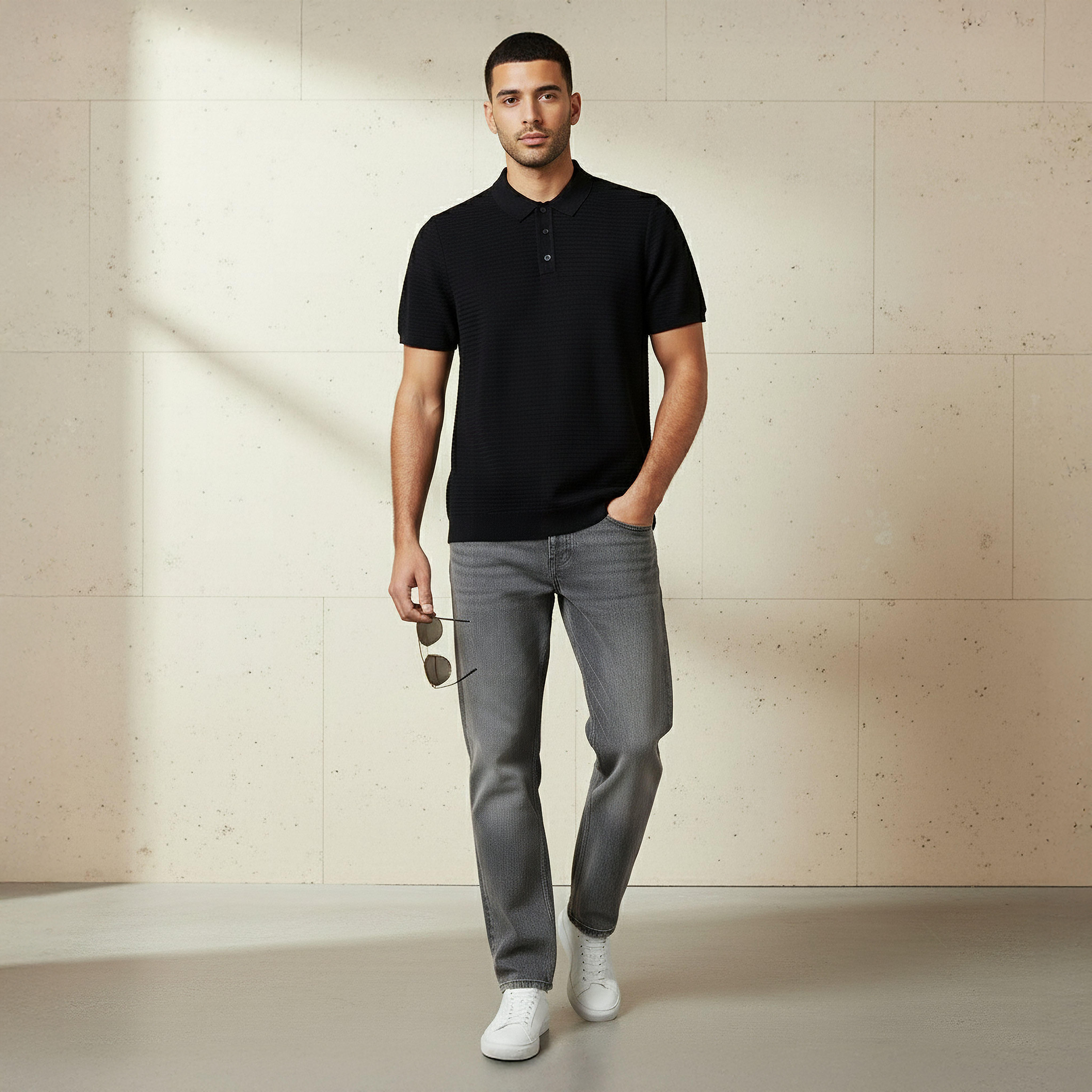 Men Short Sleeve Textured Polo T-shirt-men-clothing-tshirtsandpolos-polos-image-5