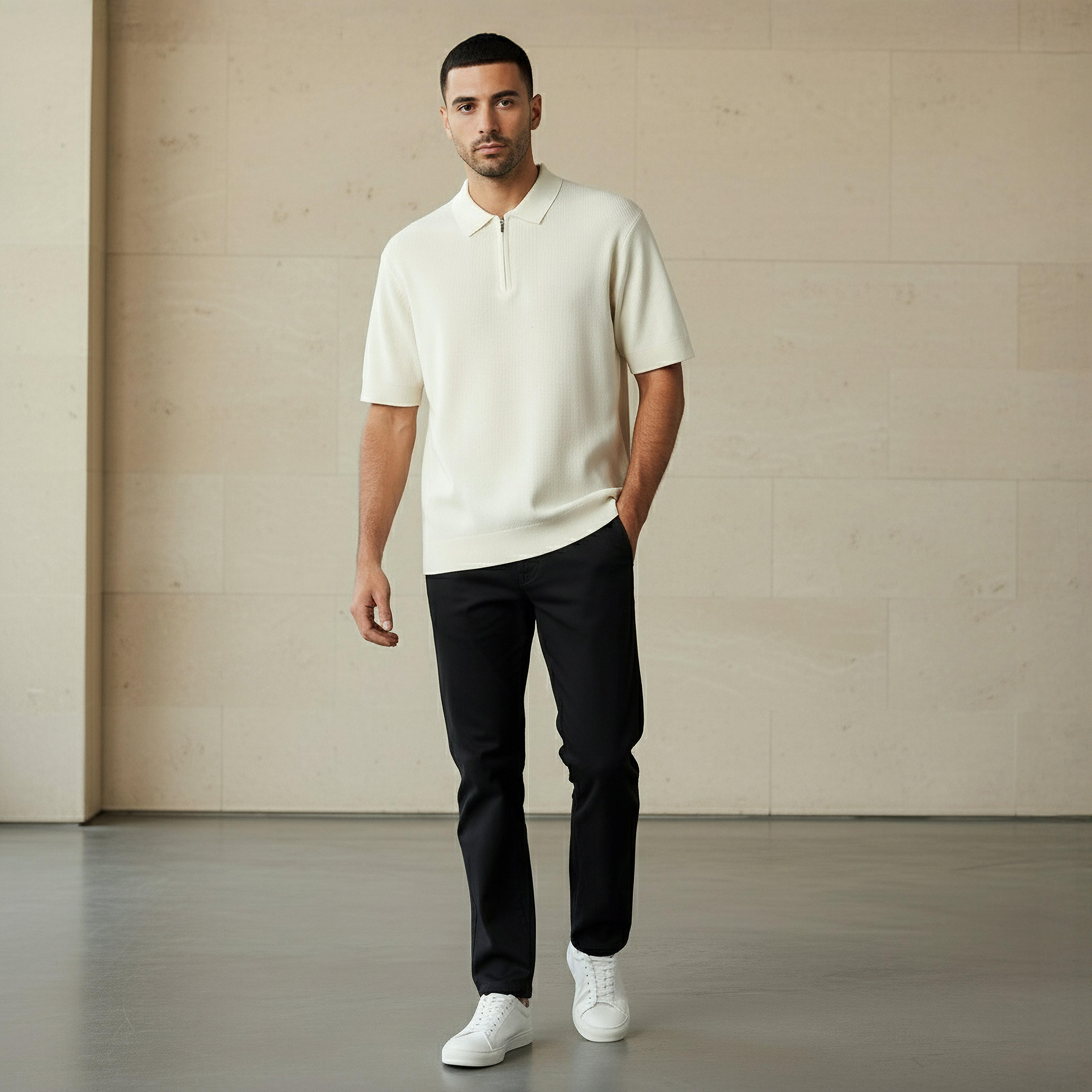 Men Short Sleeve Textured Polo T-shirt-men-clothing-tshirtsandpolos-polos-image-2
