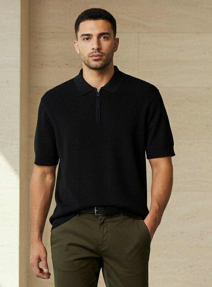 تيشيرت بولو بأكمام قصيرة وملمس بارز للرجال-men-clothing-tshirtsandpolos-polos-image-4