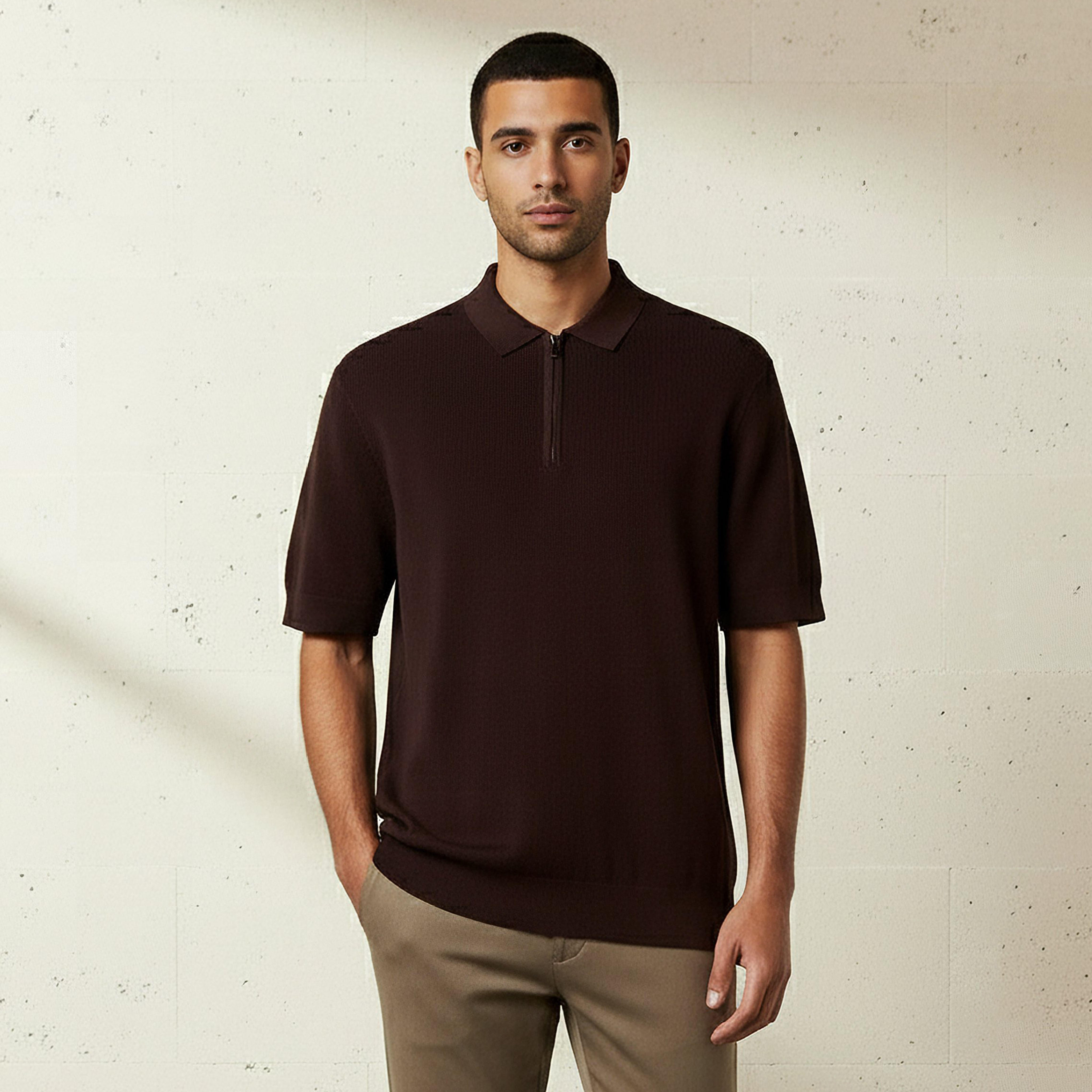Men Short Sleeve Textured Polo T-shirt-men-clothing-tshirtsandpolos-polos-image-1