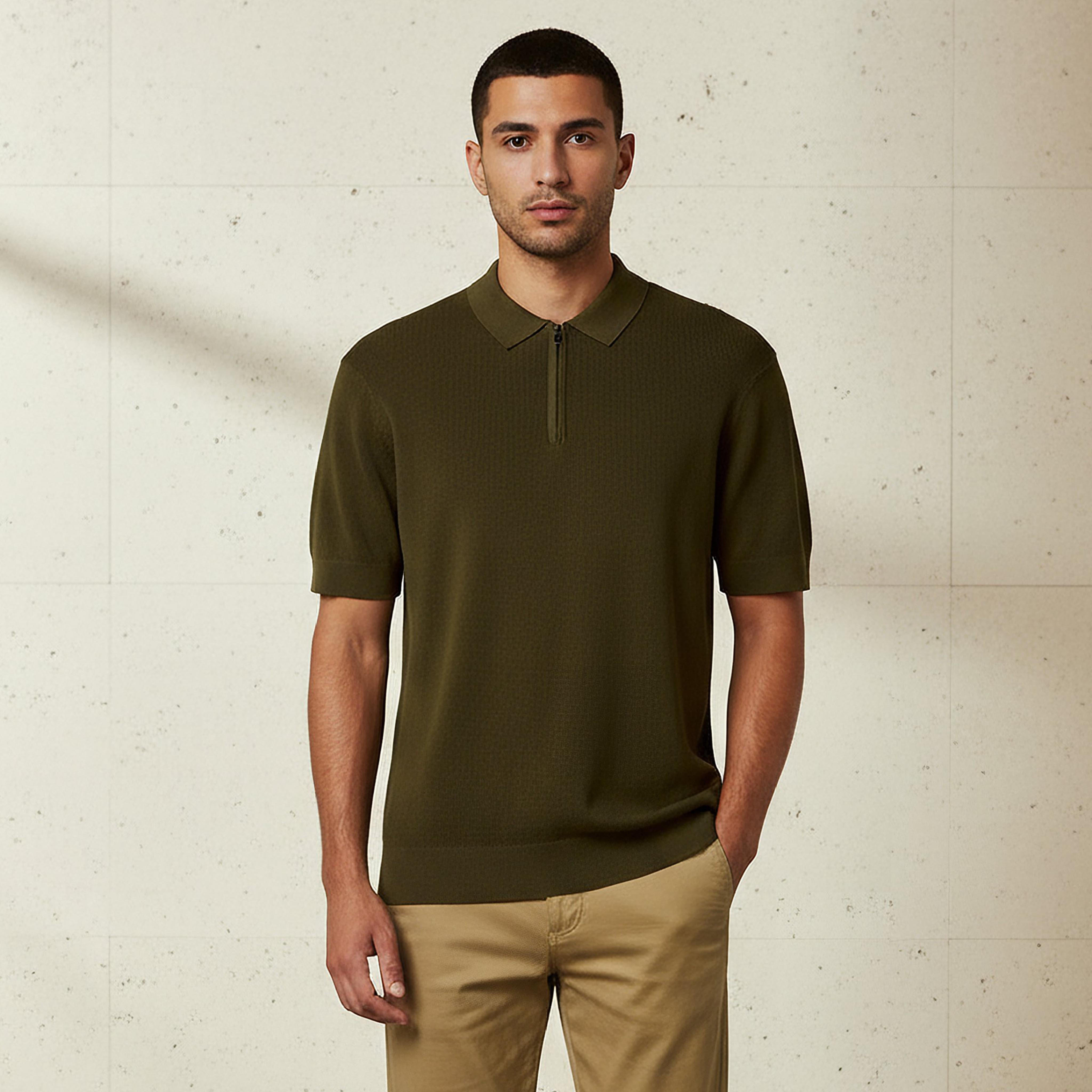 Men Short Sleeve Textured Polo T-shirt-men-clothing-tshirtsandpolos-polos-image-1