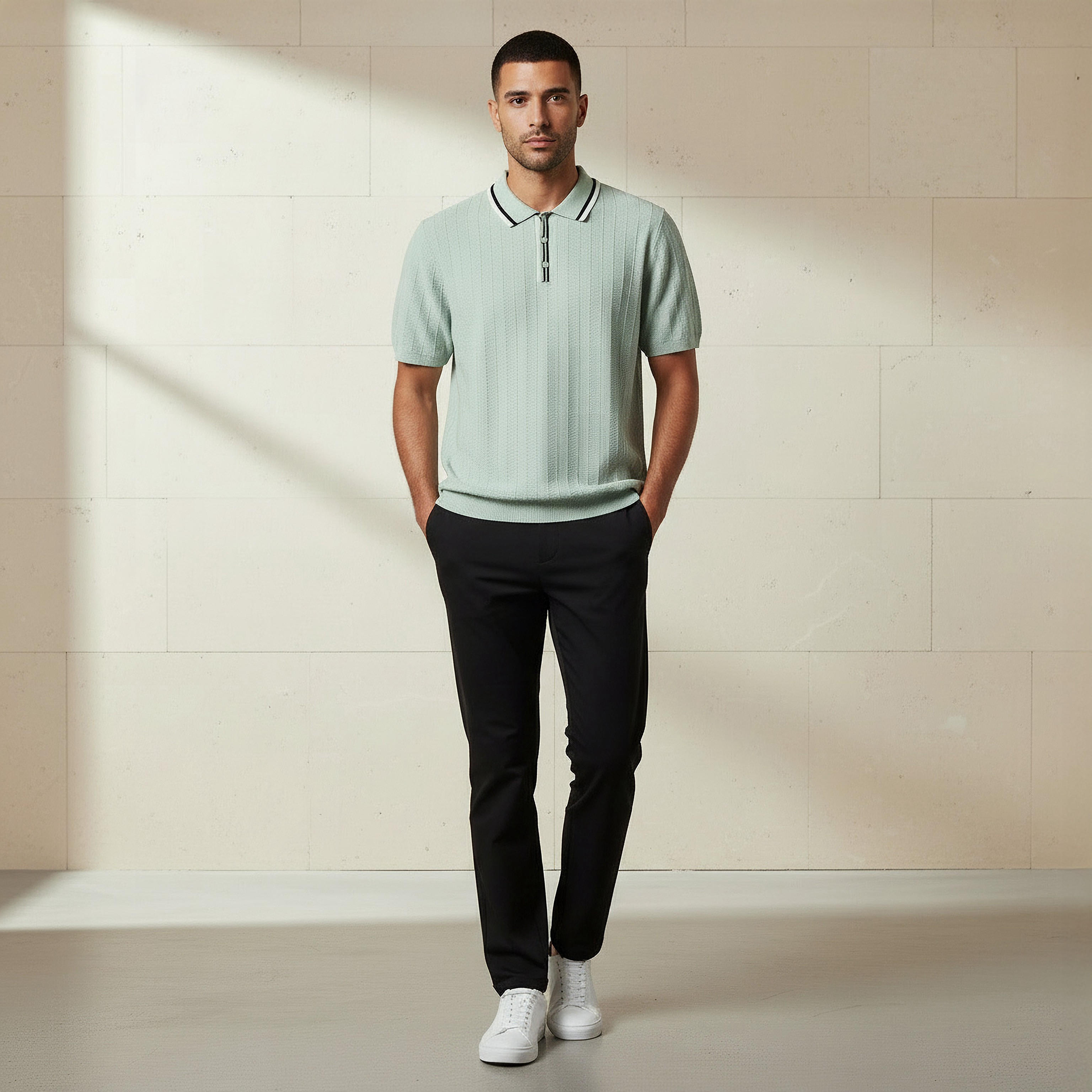 Men Short Sleeve Textured Polo T-shirt-men-clothing-tshirtsandpolos-polos-image-2