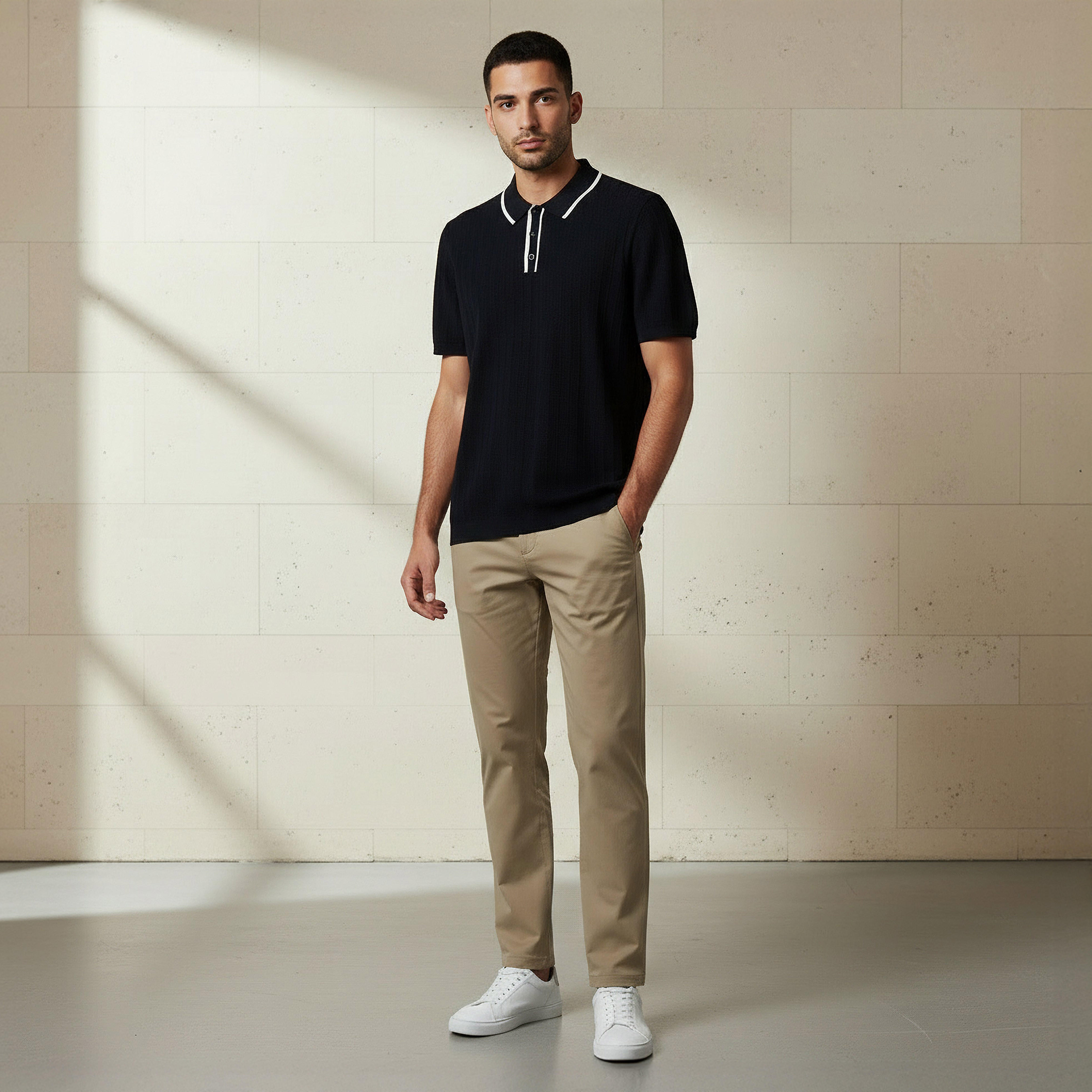 Men Short Sleeve Textured Polo T-shirt-men-clothing-tshirtsandpolos-polos-image-2