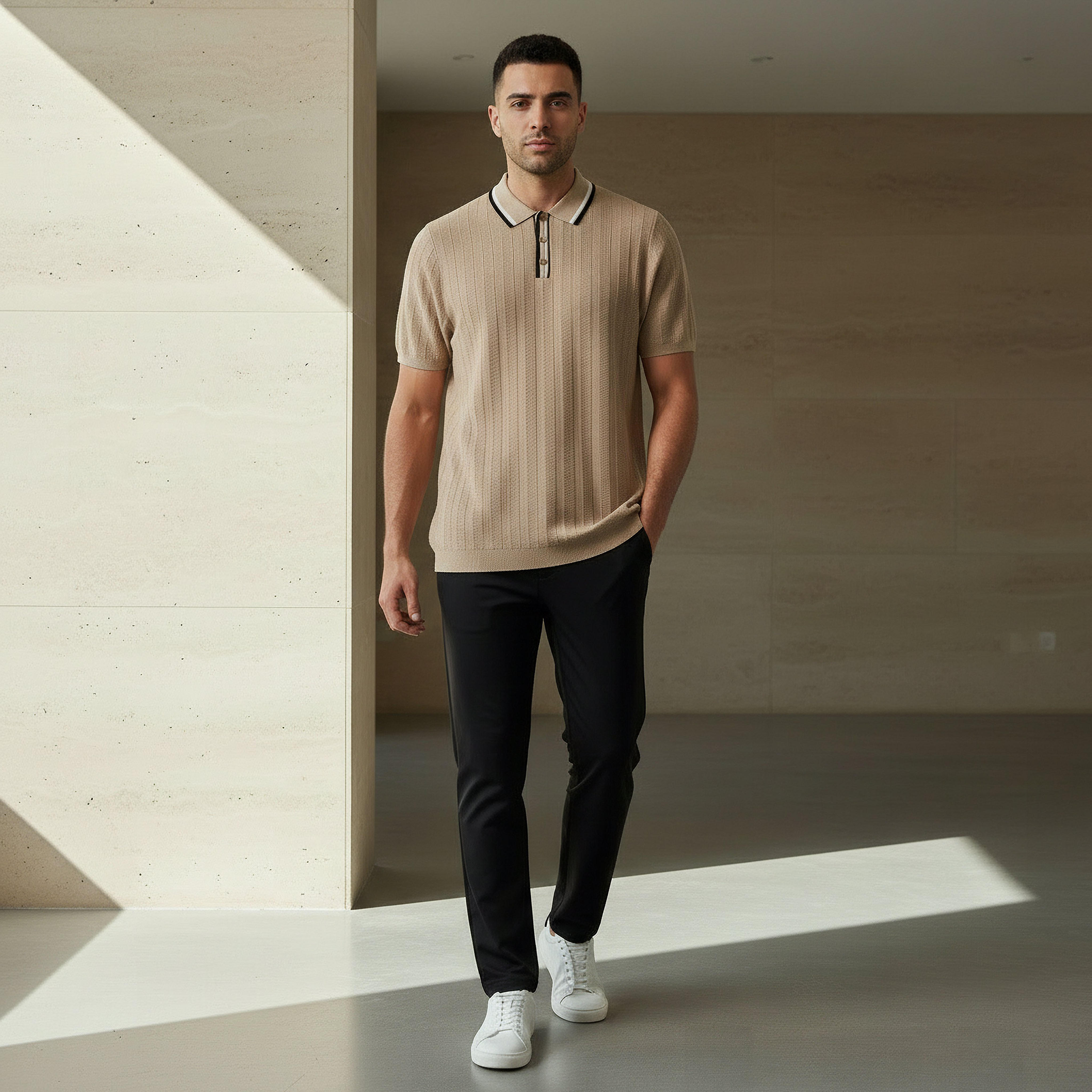 Men Short Sleeve Textured Polo T-shirt-men-clothing-tshirtsandpolos-polos-image-2