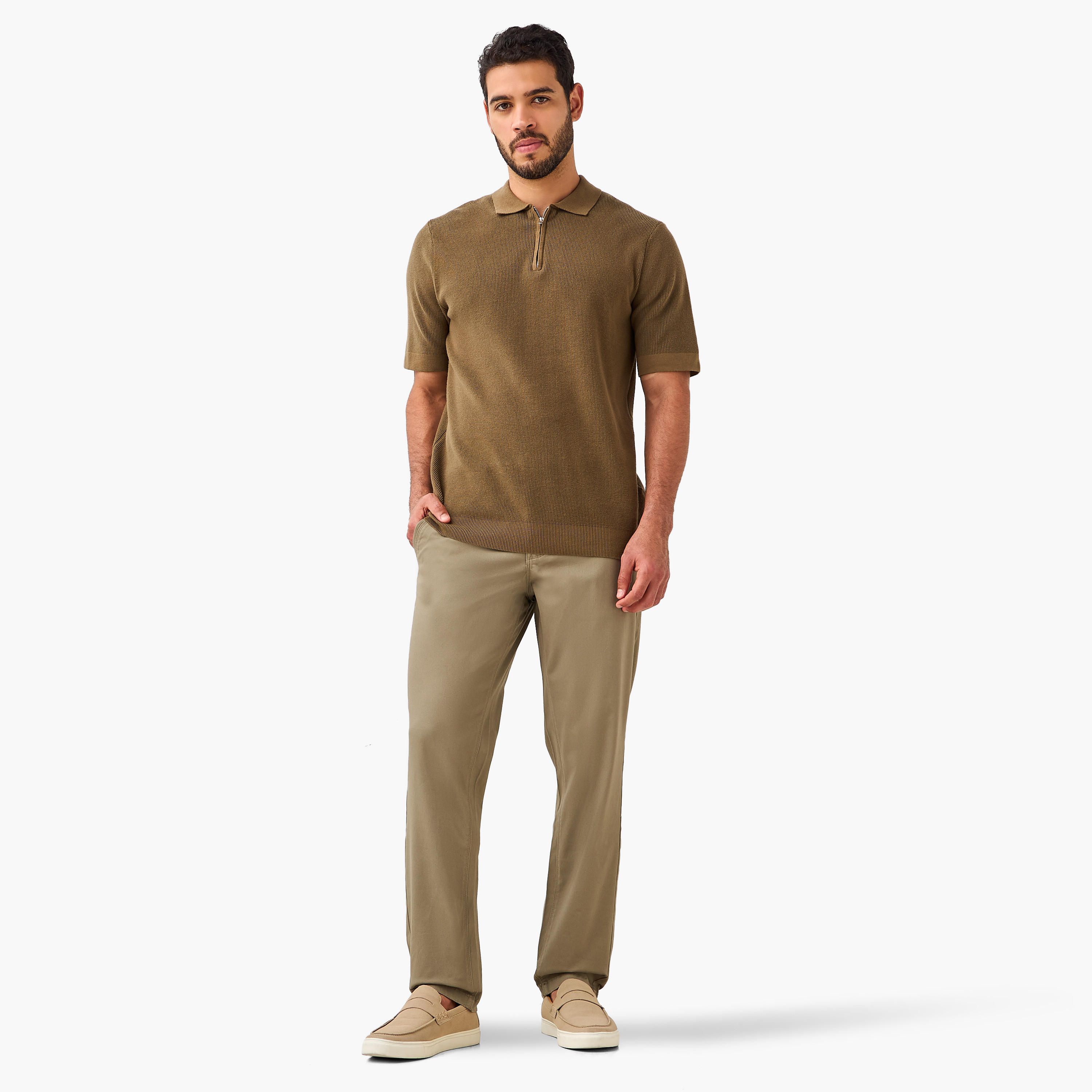 بنطلون تشينو قطن بحزام وقصة سليم للرجال-men-clothing-bottoms-trousersandchinos-chinos-image-10