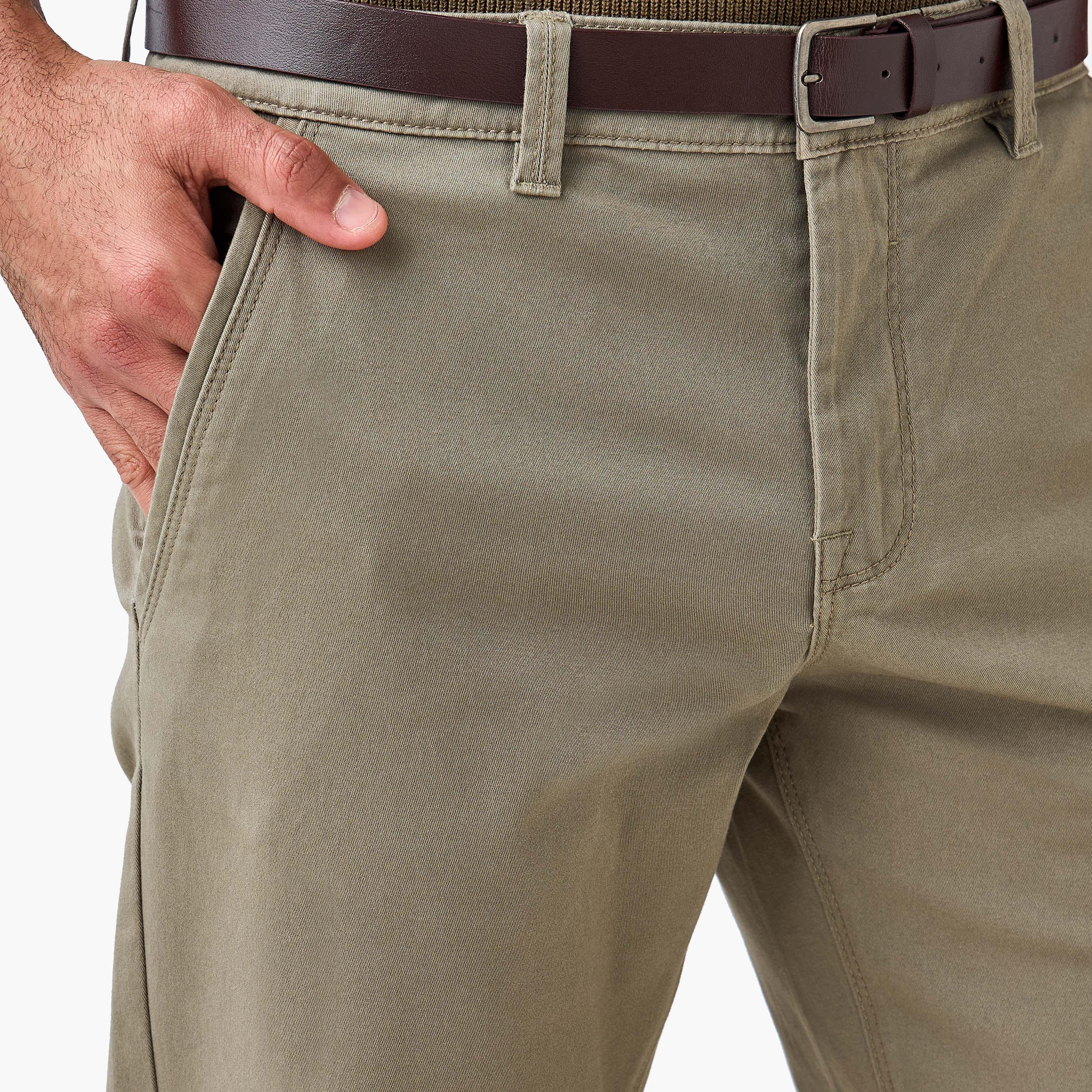 بنطلون تشينو قطن بحزام وقصة سليم للرجال-men-clothing-bottoms-trousersandchinos-chinos-image-11
