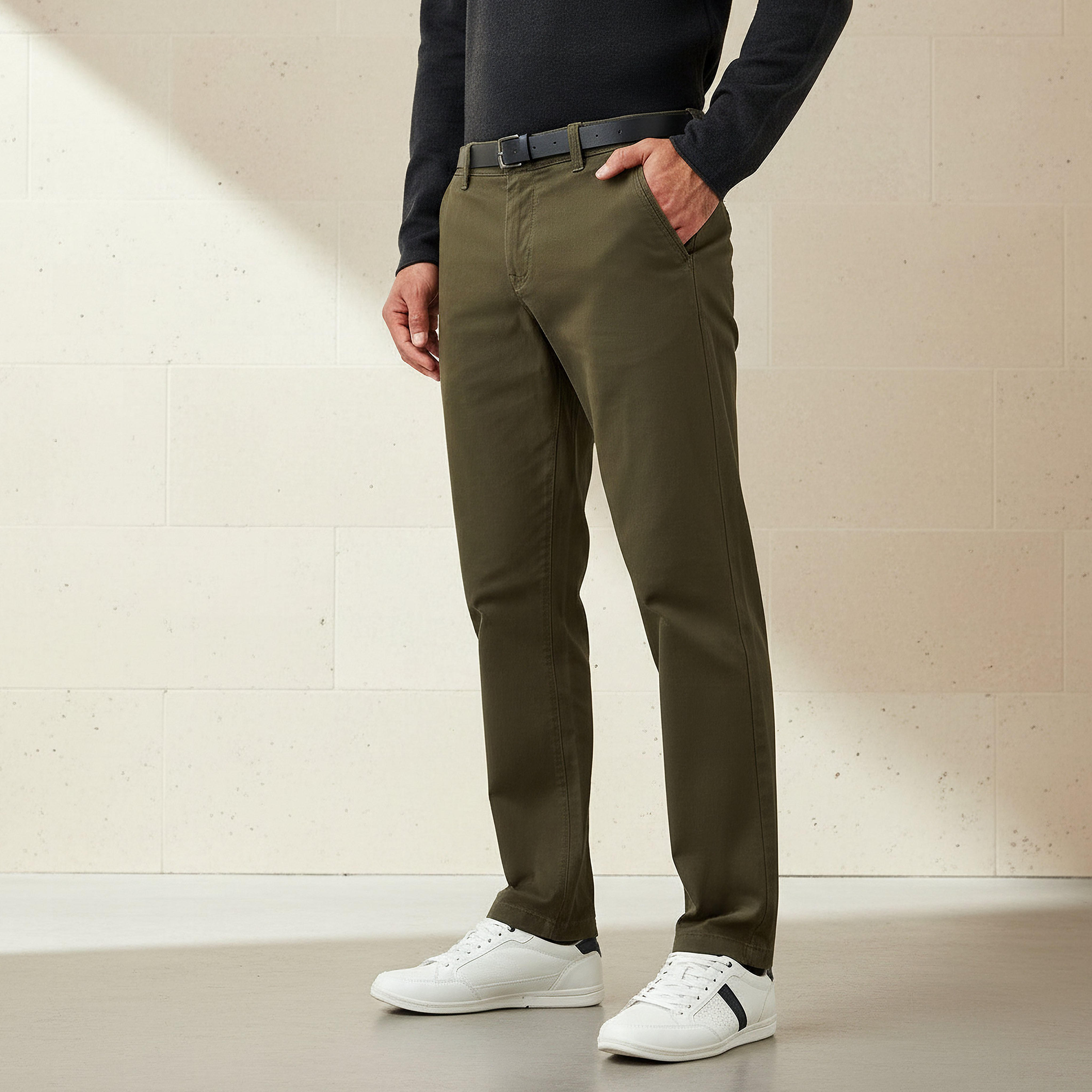 Men Slim Fit Belted Cotton Chinos-PROMO_SP_SA_2FOR169_110625-image-1