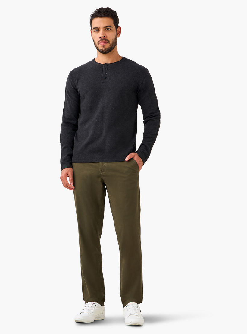 بنطلون تشينو قطن بحزام وقصة سليم للرجال-men-clothing-bottoms-trousersandchinos-chinos-image-2