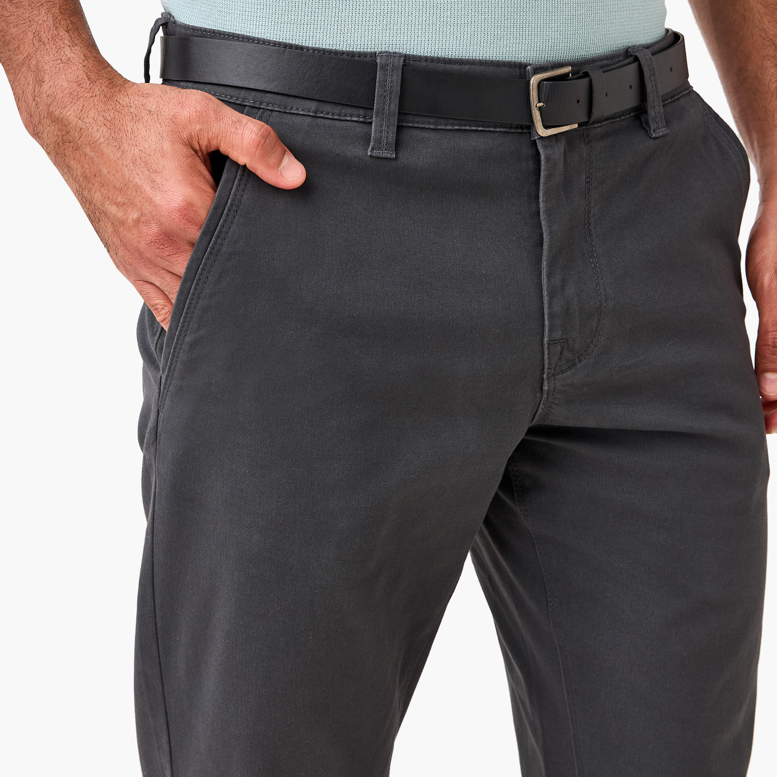 بنطلون تشينو قطن بحزام وقصة سليم للرجال-men-clothing-bottoms-trousersandchinos-chinos-image-16