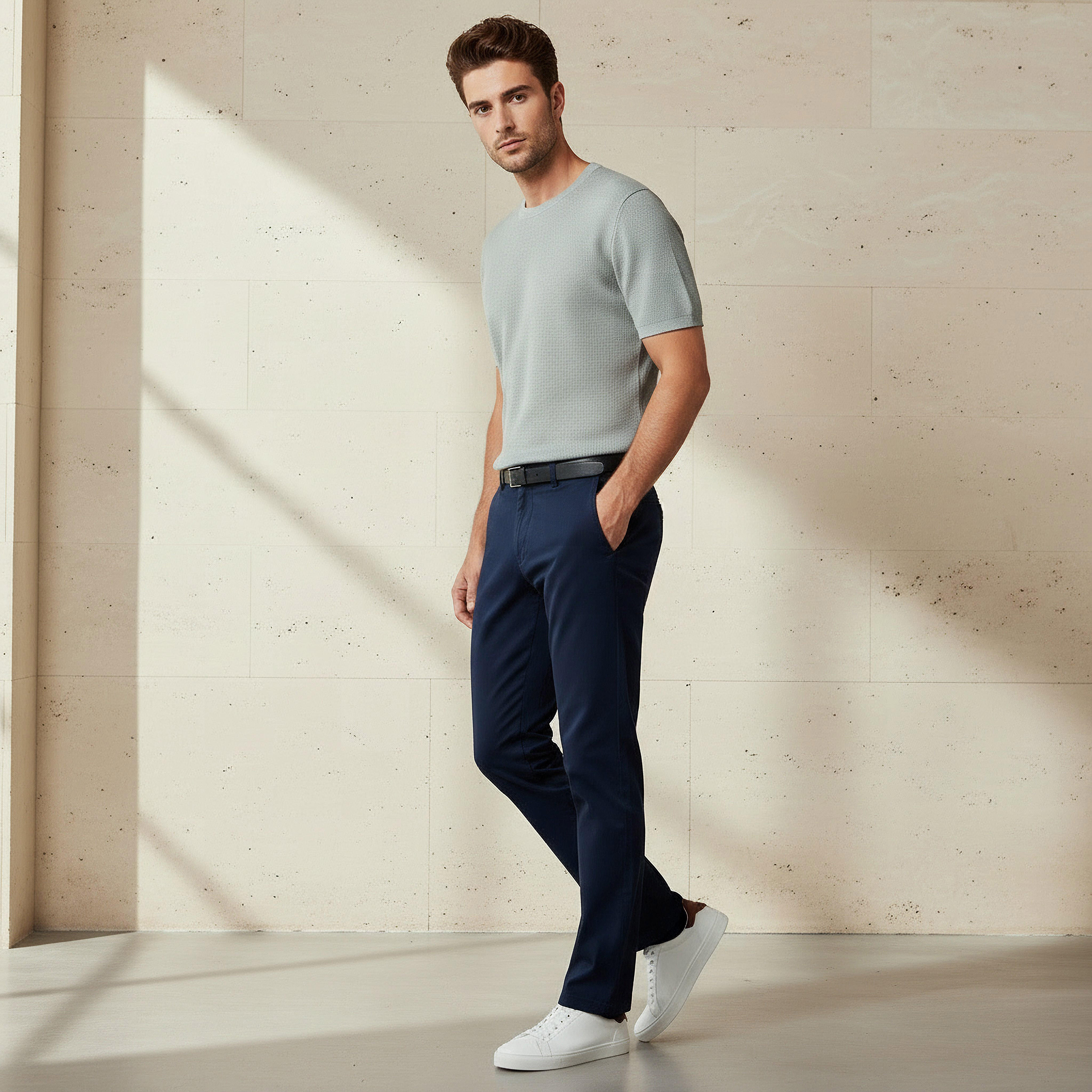 بنطلون تشينو رجالي بقصة ضيقة وحزام-men-clothing-bottoms-trousersandchinos-chinos-image-3