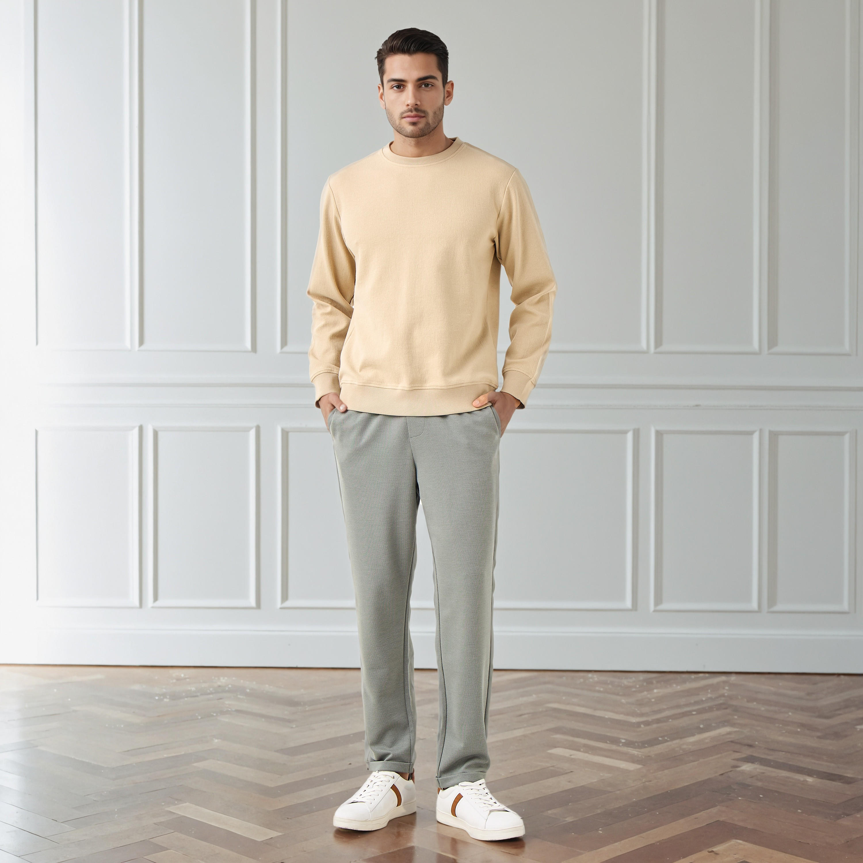 Men Slim Fit Pique Pants-men-clothing-bottoms-trousersandchinos-trousers-image-2