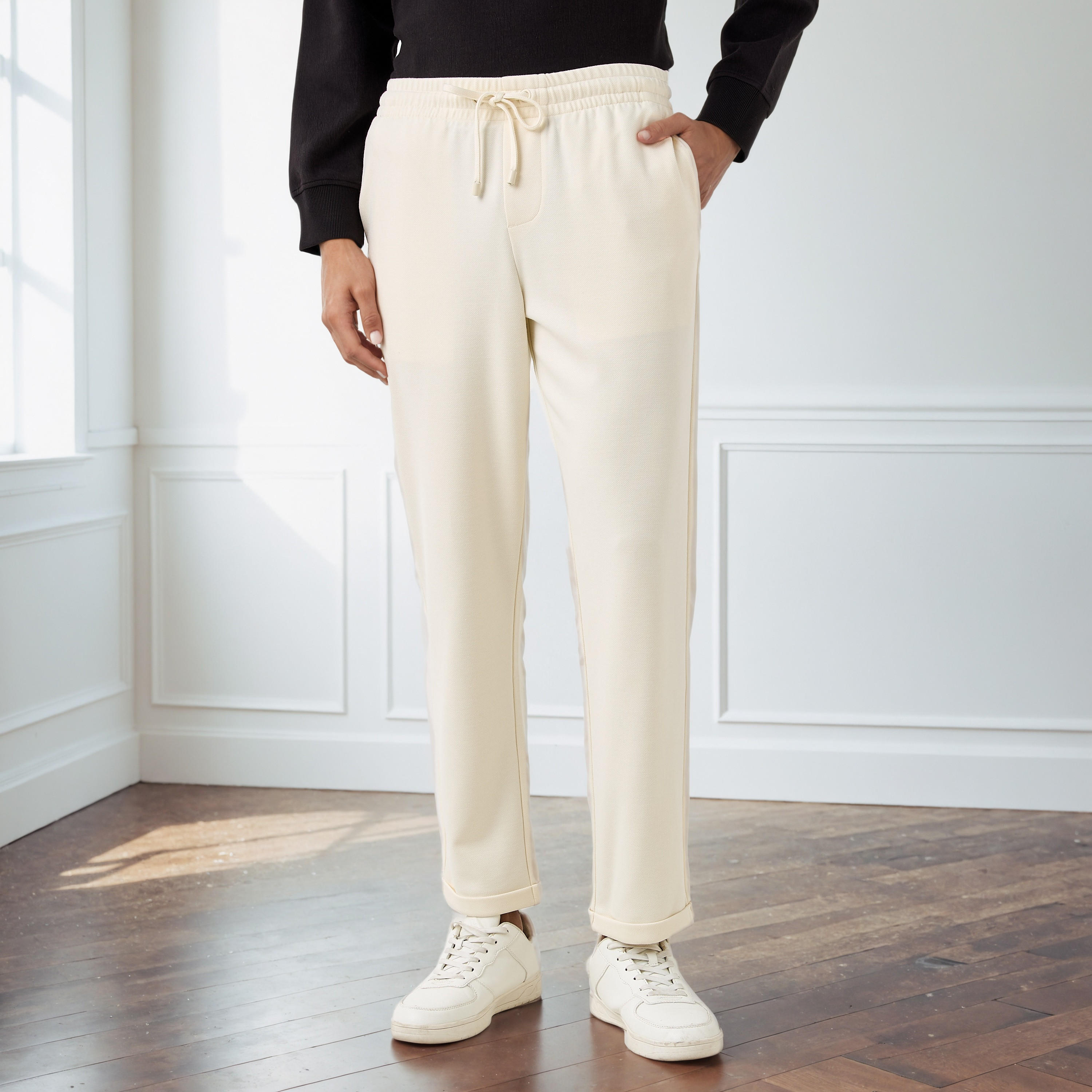 Men Slim Fit Pique Pants-men-clothing-bottoms-trousersandchinos-trousers-image-1