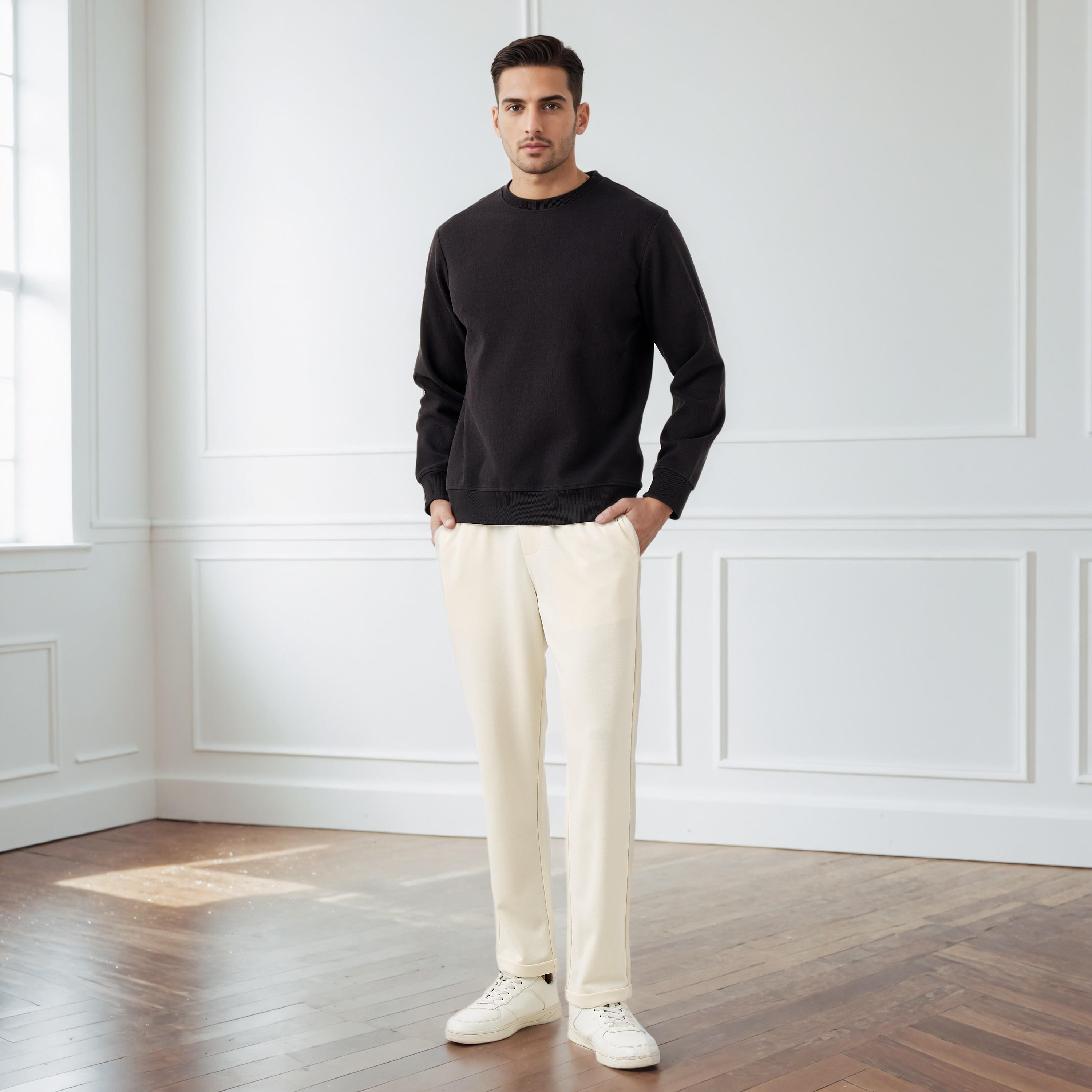 Men Slim Fit Pique Pants-men-clothing-bottoms-trousersandchinos-trousers-image-2