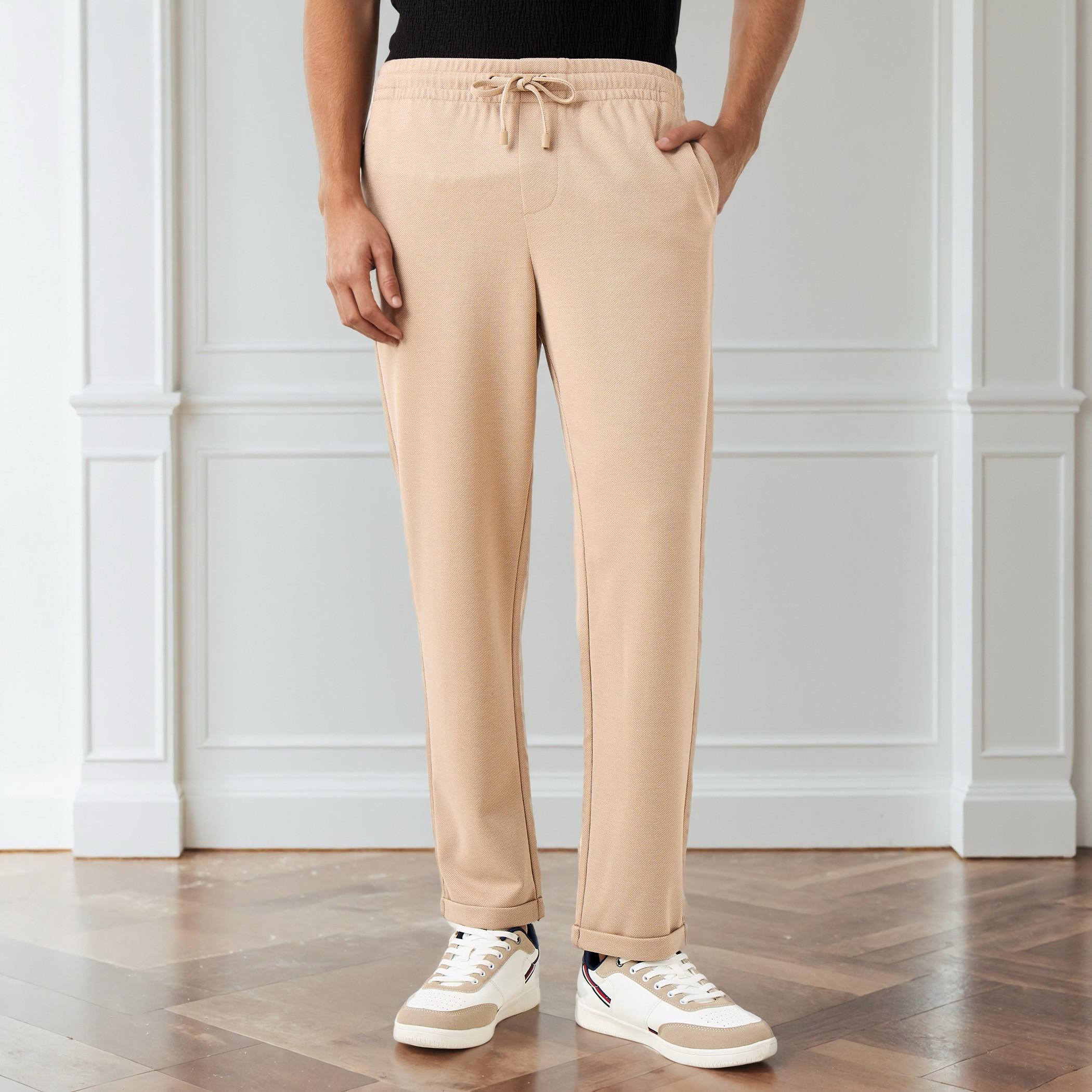Men Slim Fit Pique Pants-men-clothing-bottoms-trousersandchinos-trousers-image-1