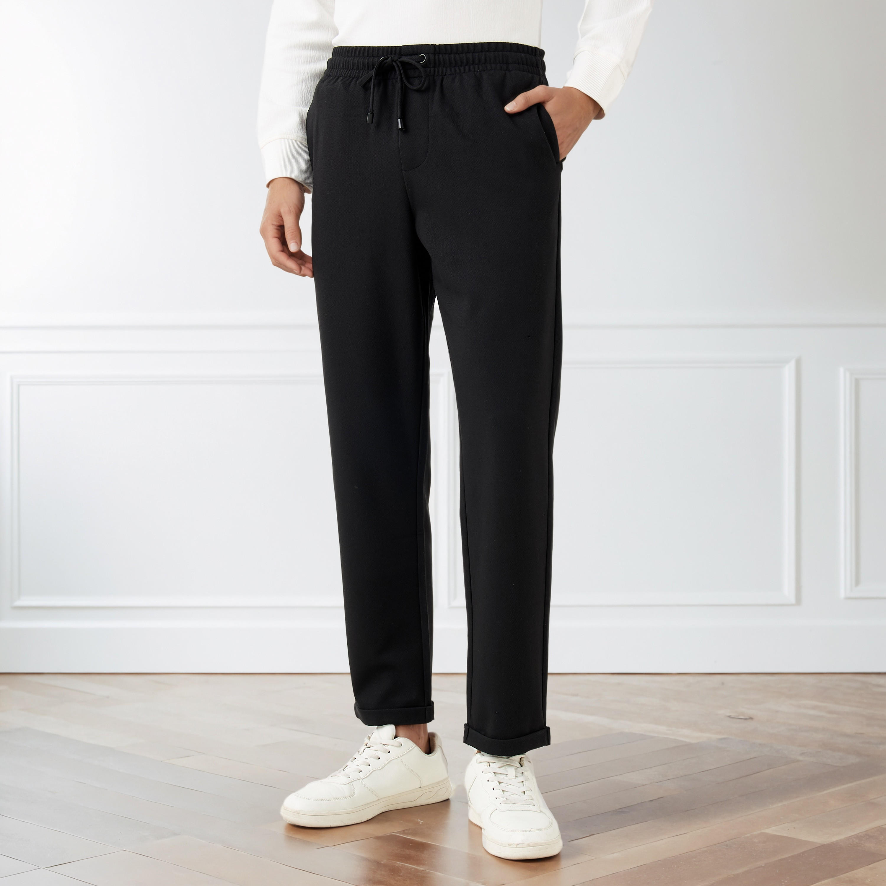 Men Slim Fit Pique Pants-men-clothing-bottoms-trousersandchinos-trousers-image-1