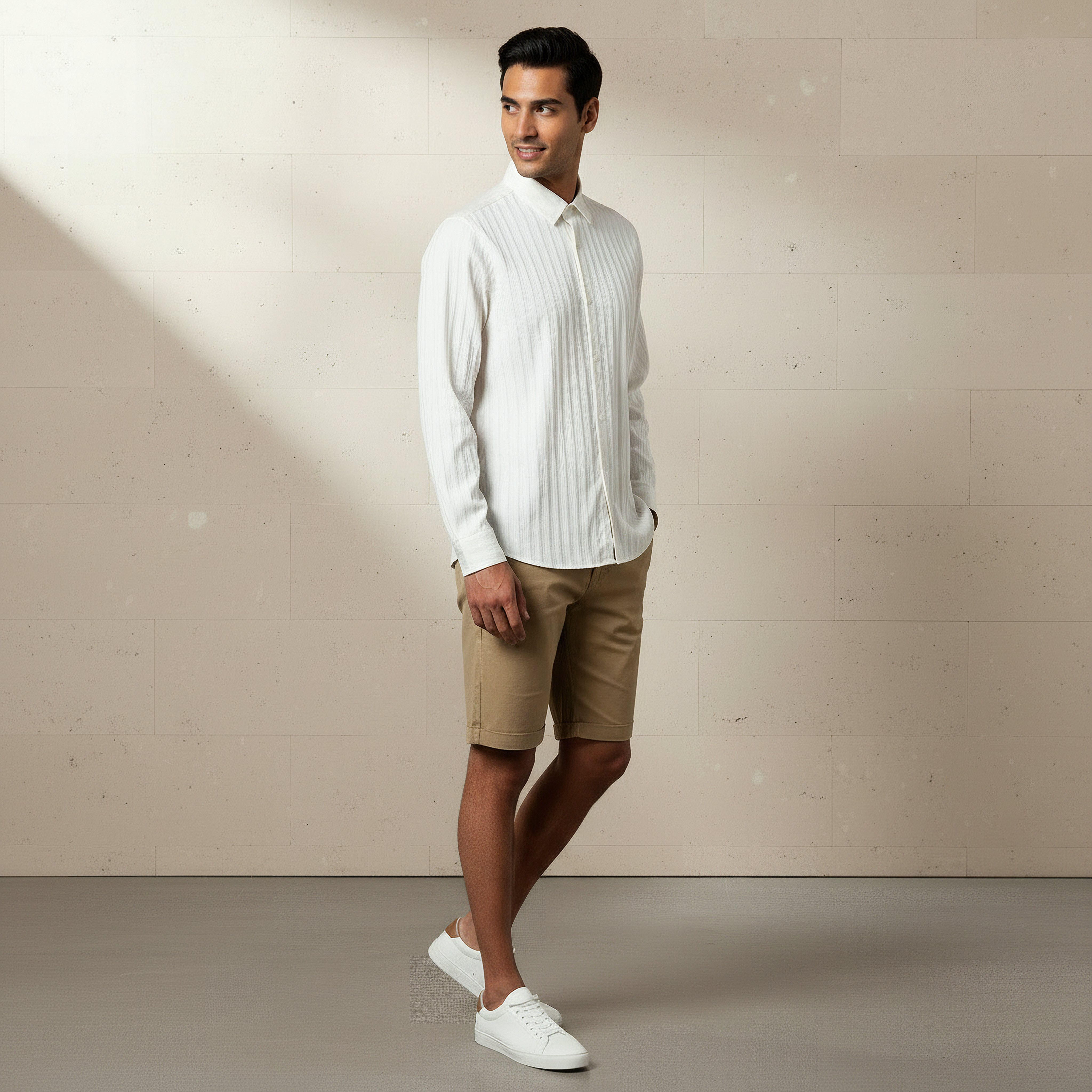 Men Regular Fit Collared Textured Long Sleeves Shirt-men-clothing-shirts-image-2