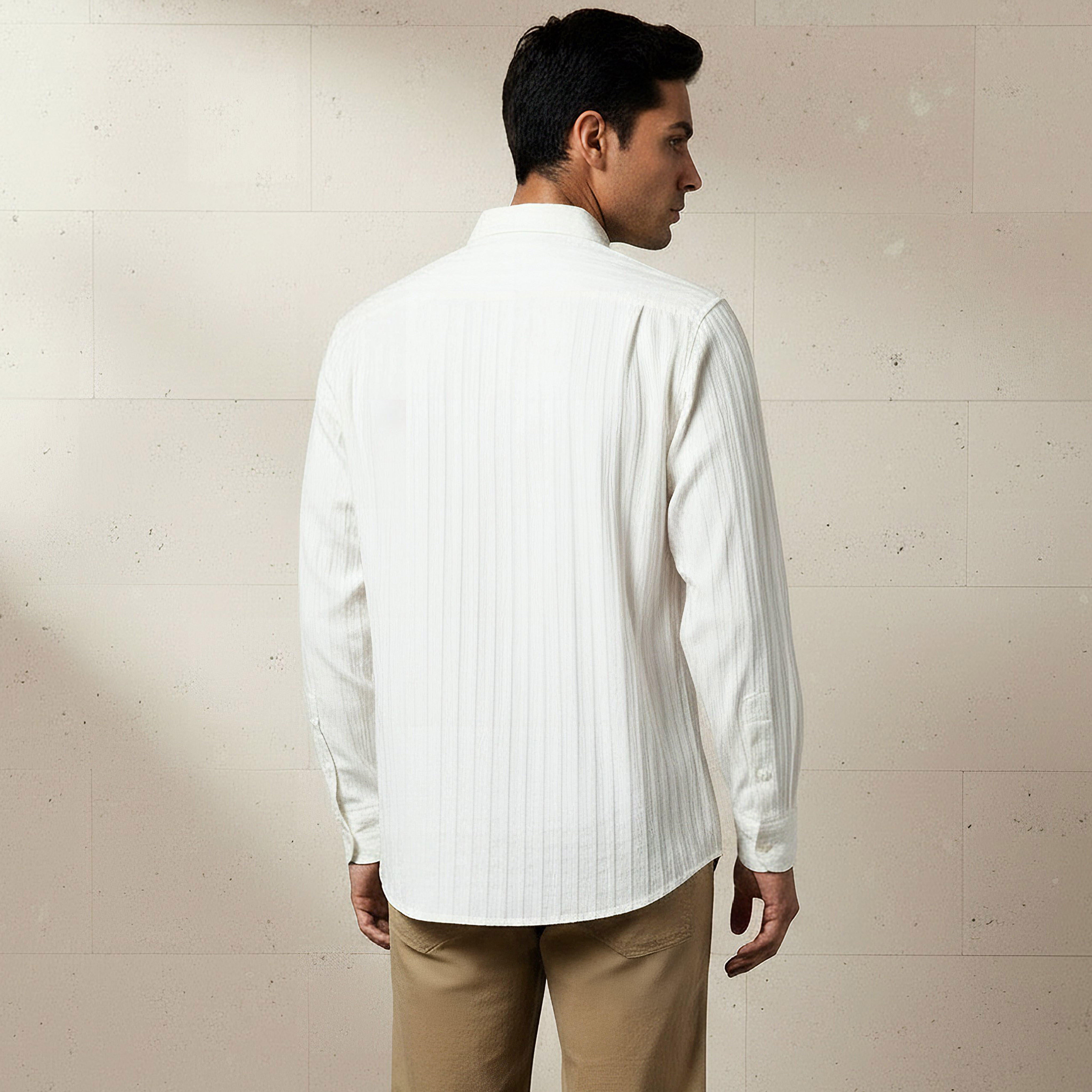 Men Regular Fit Collared Textured Long Sleeves Shirt-men-clothing-shirts-image-3