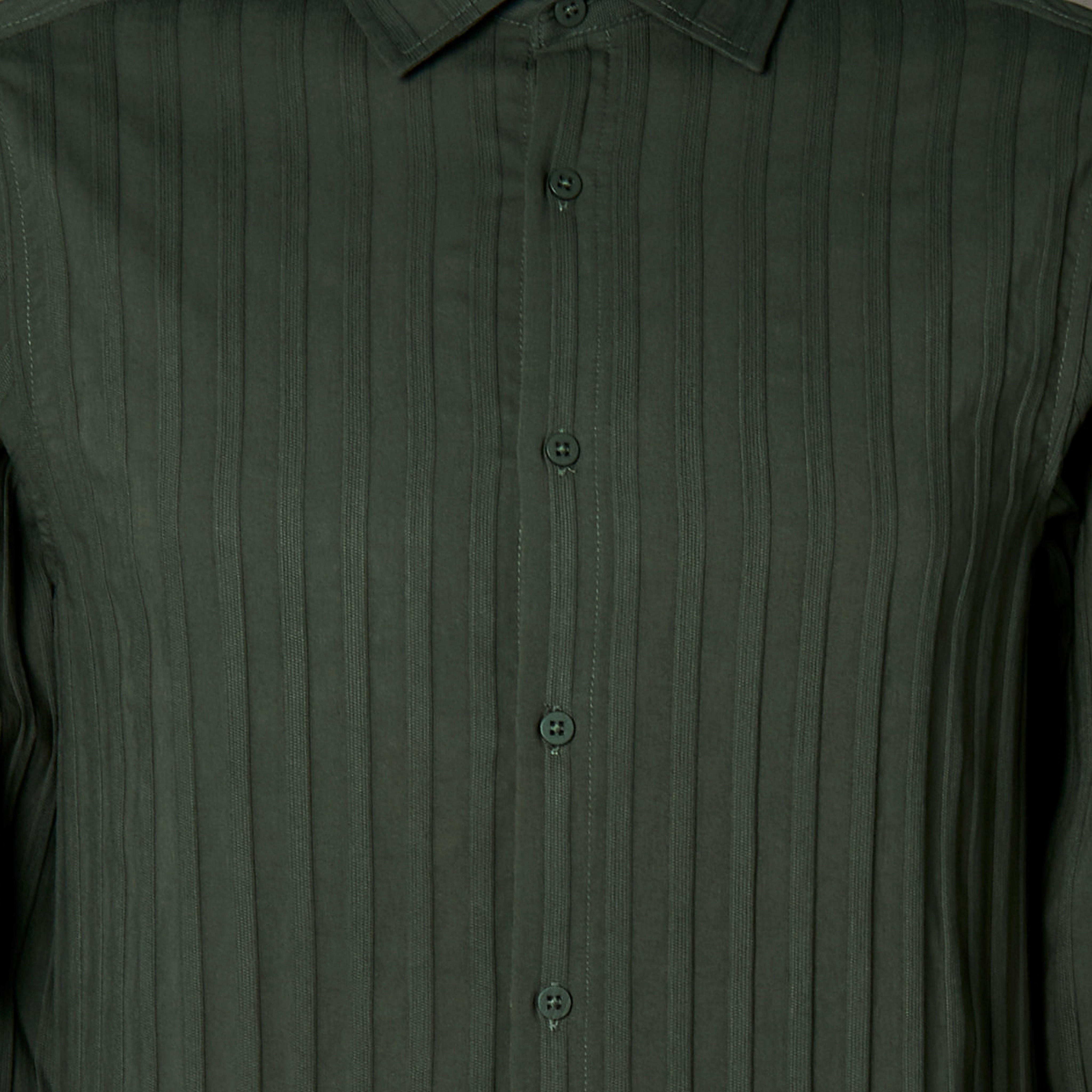 Men Regular Fit Collared Textured Long Sleeves Shirt-men-clothing-shirts-image-4