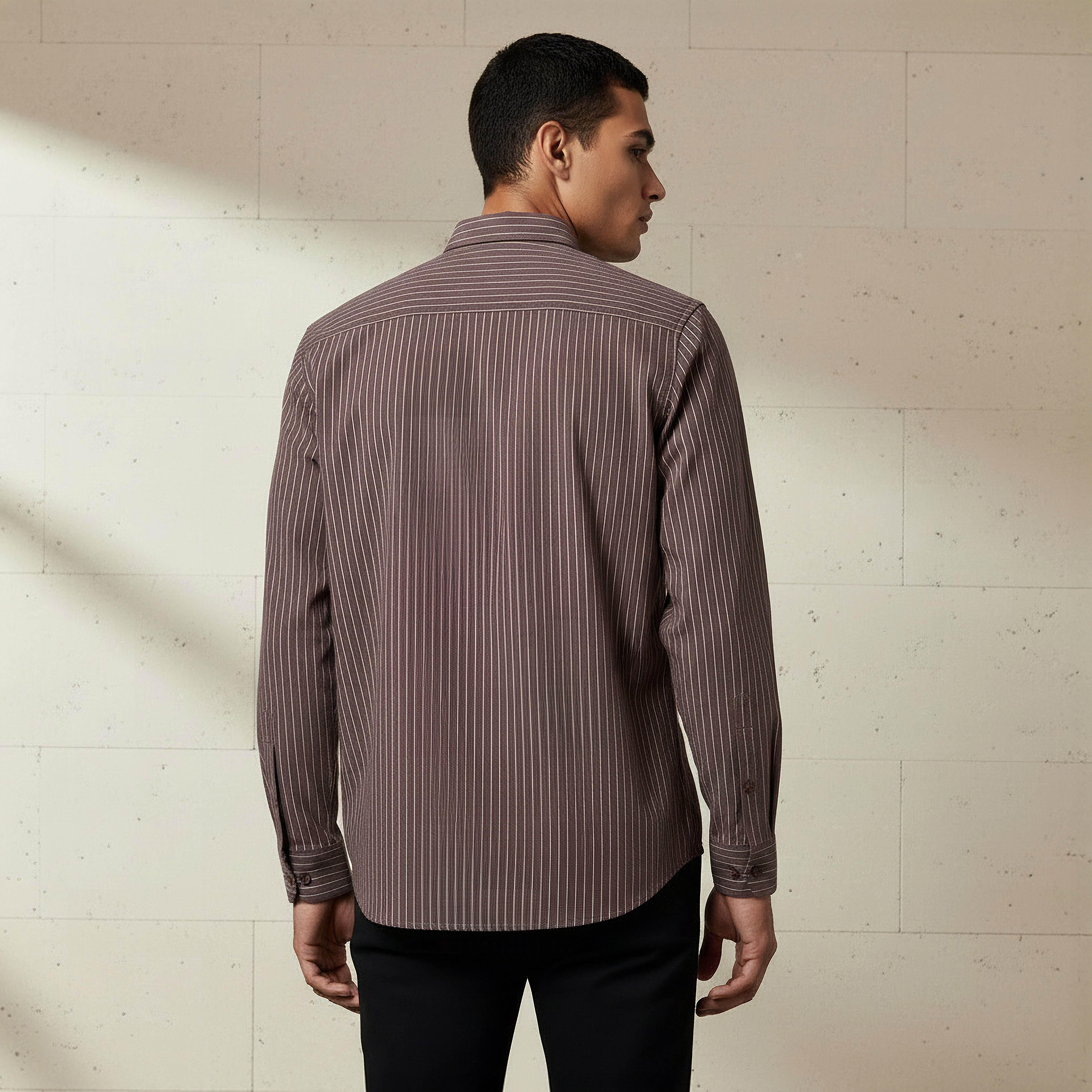 Men Regular Fit Button-Down Pinstripe Long Sleeve Shirt-men-clothing-shirts-image-3