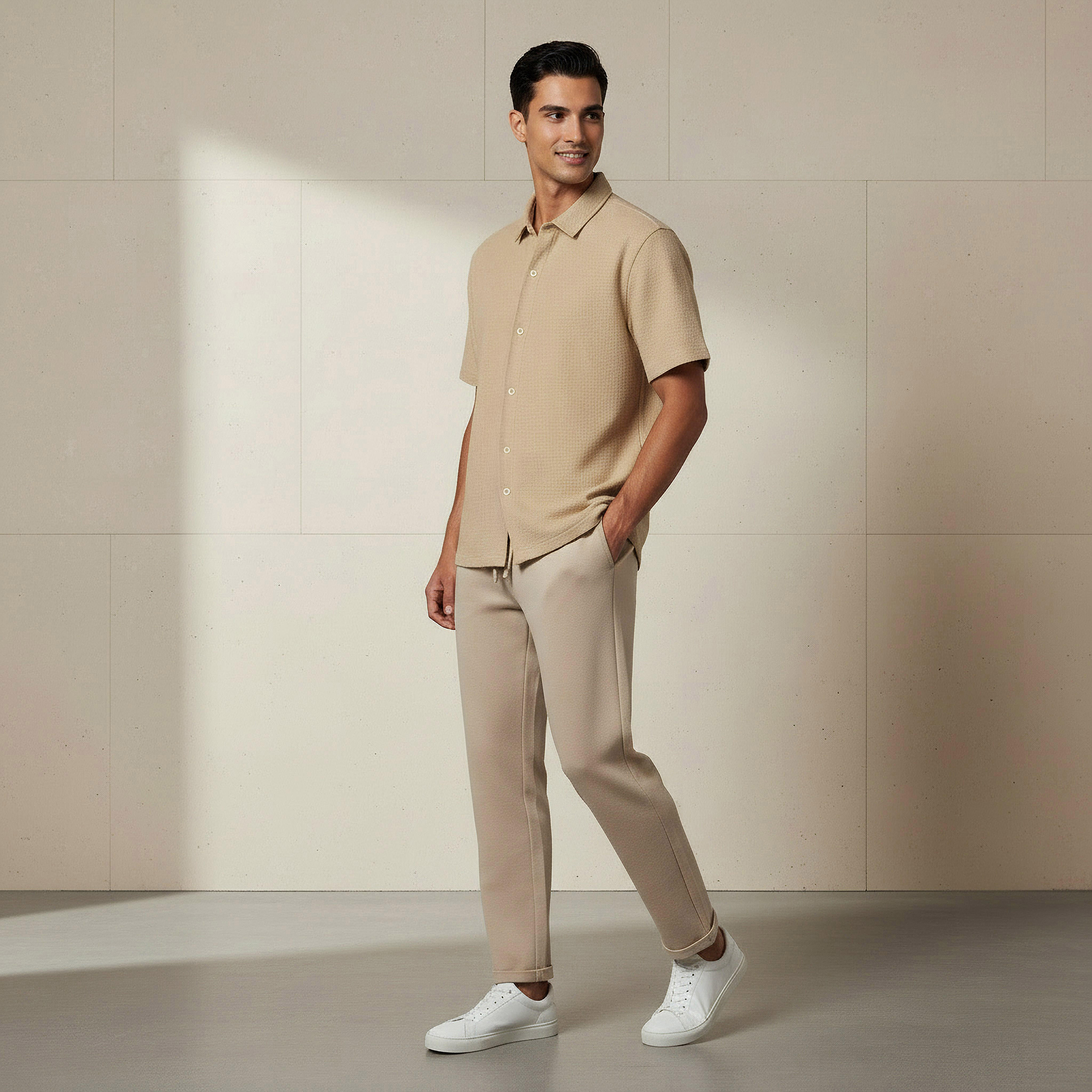 Men Regular Fit Collared Textured Short Sleeves Shirt-PROMO_SP_SA_2FOR99_110625-image-2