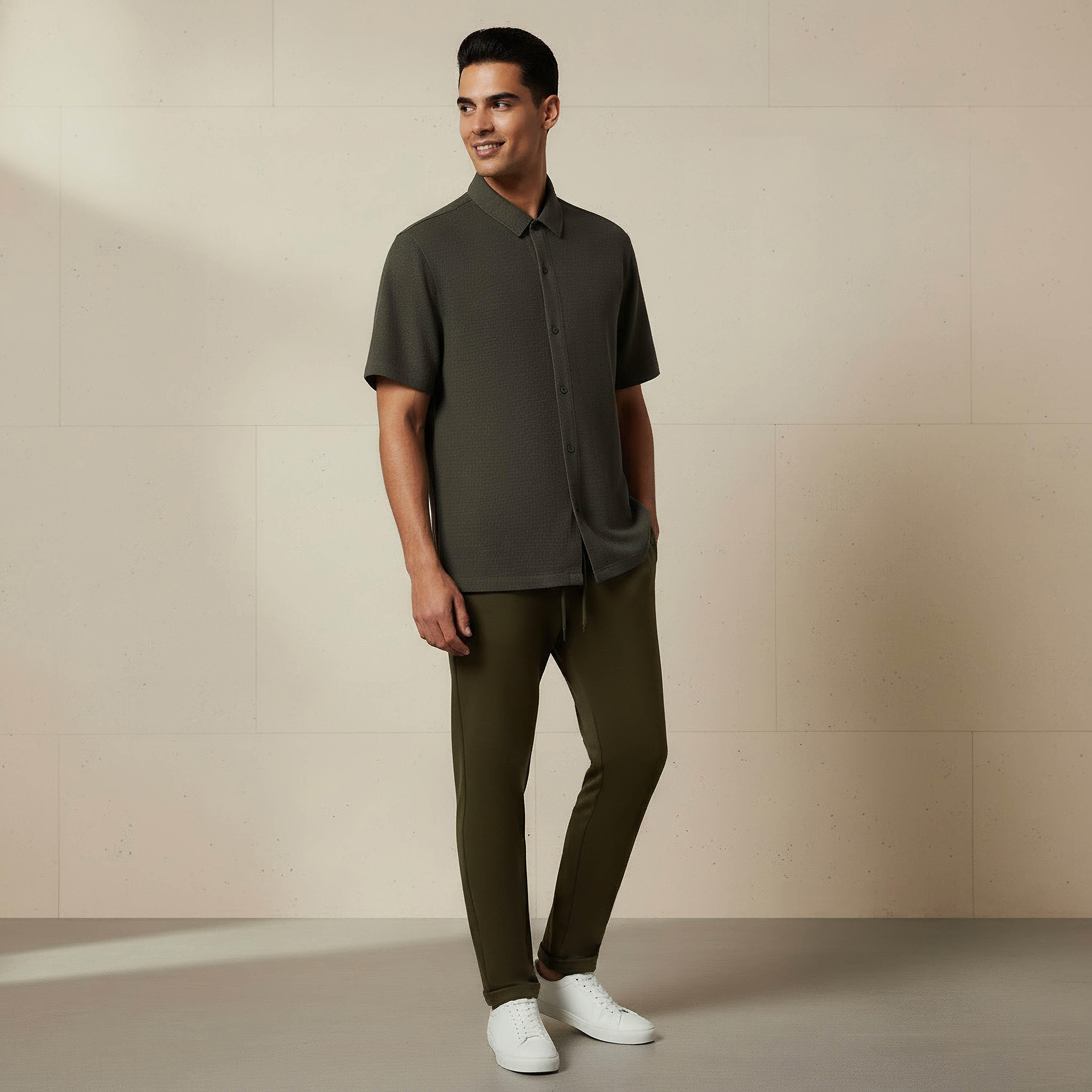 Men Regular Fit Collared Textured Short Sleeves Shirt-PROMO_SP_SA_2FOR99_110625-image-2