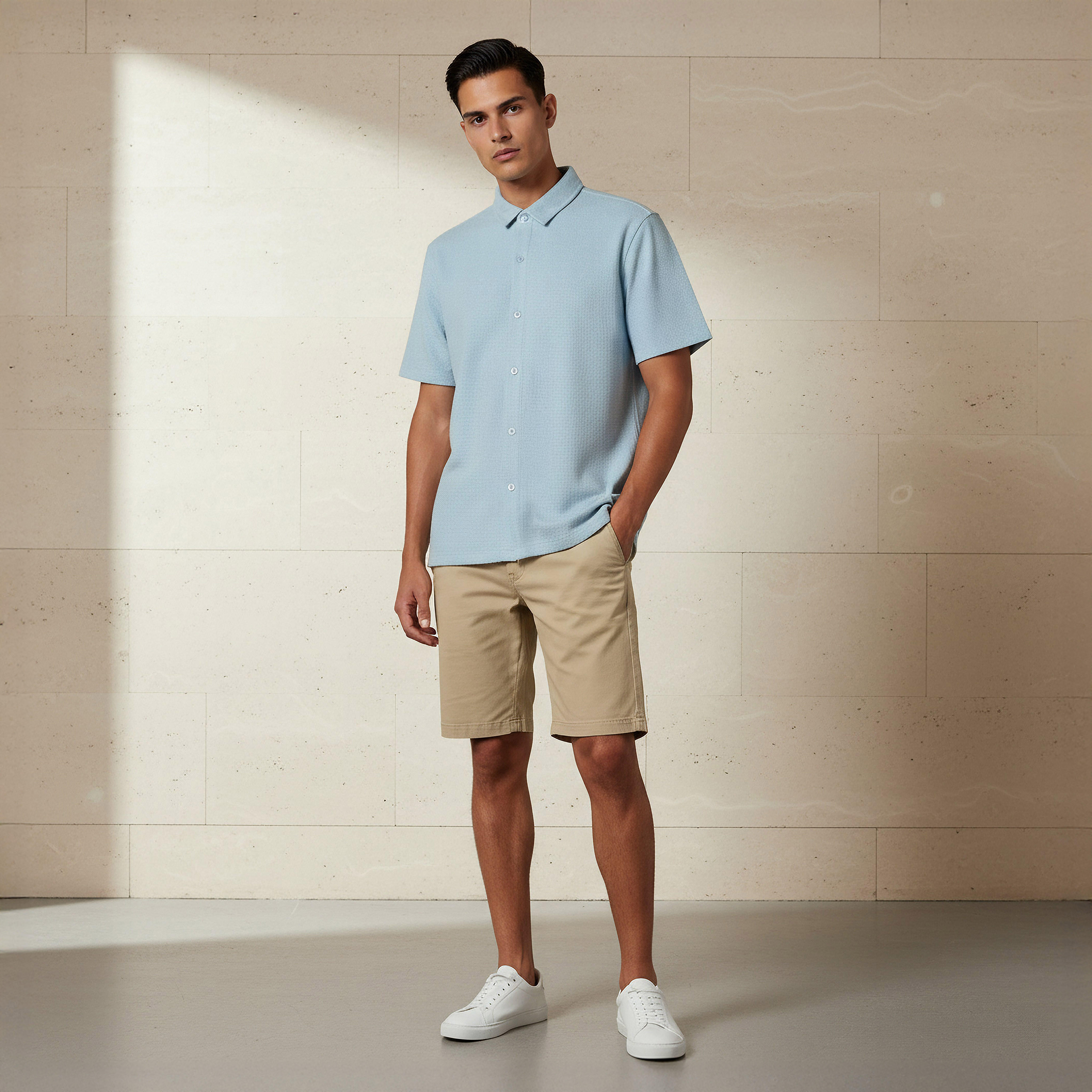 Men Regular Fit Collared Textured Short Sleeves Shirt-PROMO_SP_AE_2FOR99_110625-image-2
