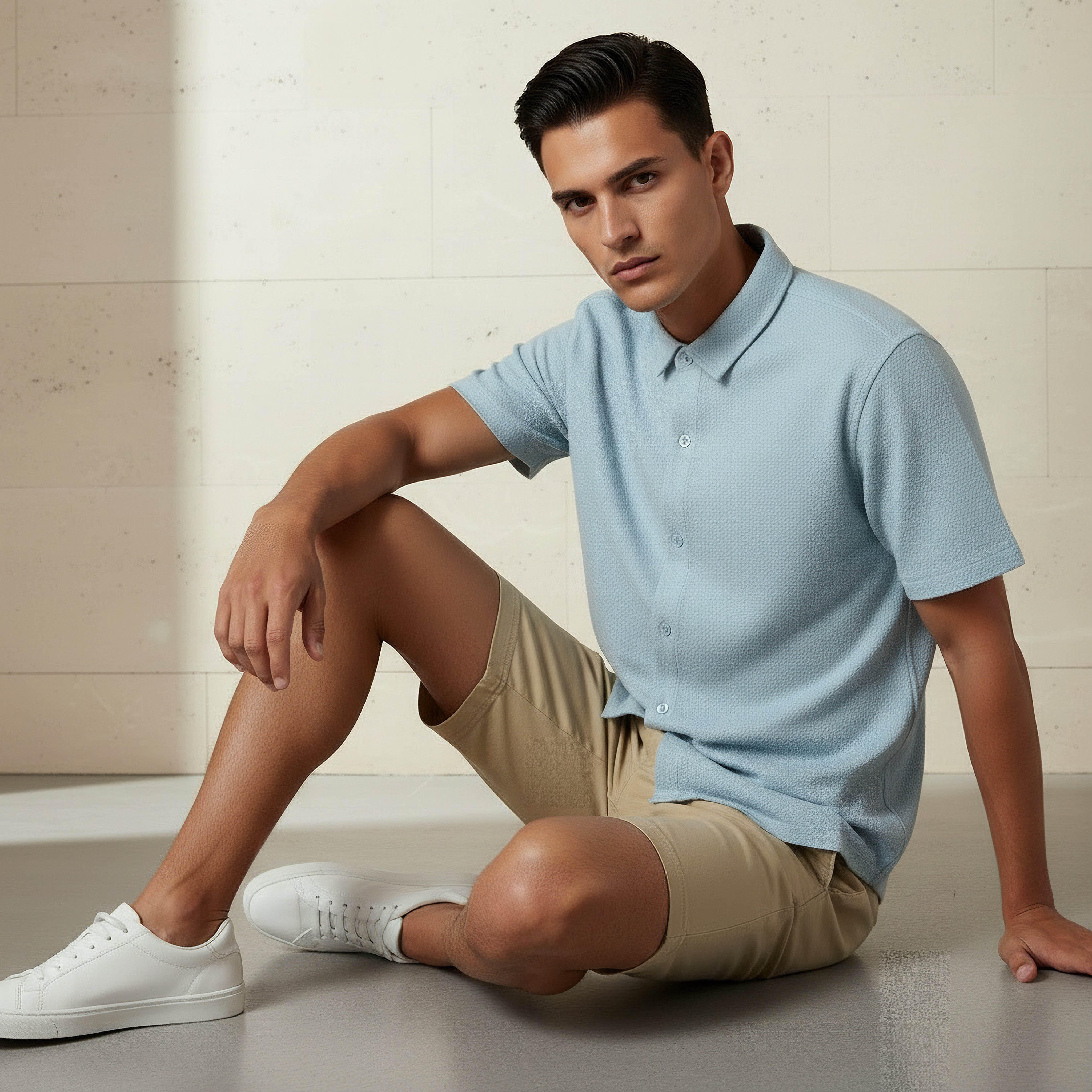 Men Regular Fit Collared Textured Short Sleeves Shirt-PROMO_SP_AE_2FOR99_110625-image-5