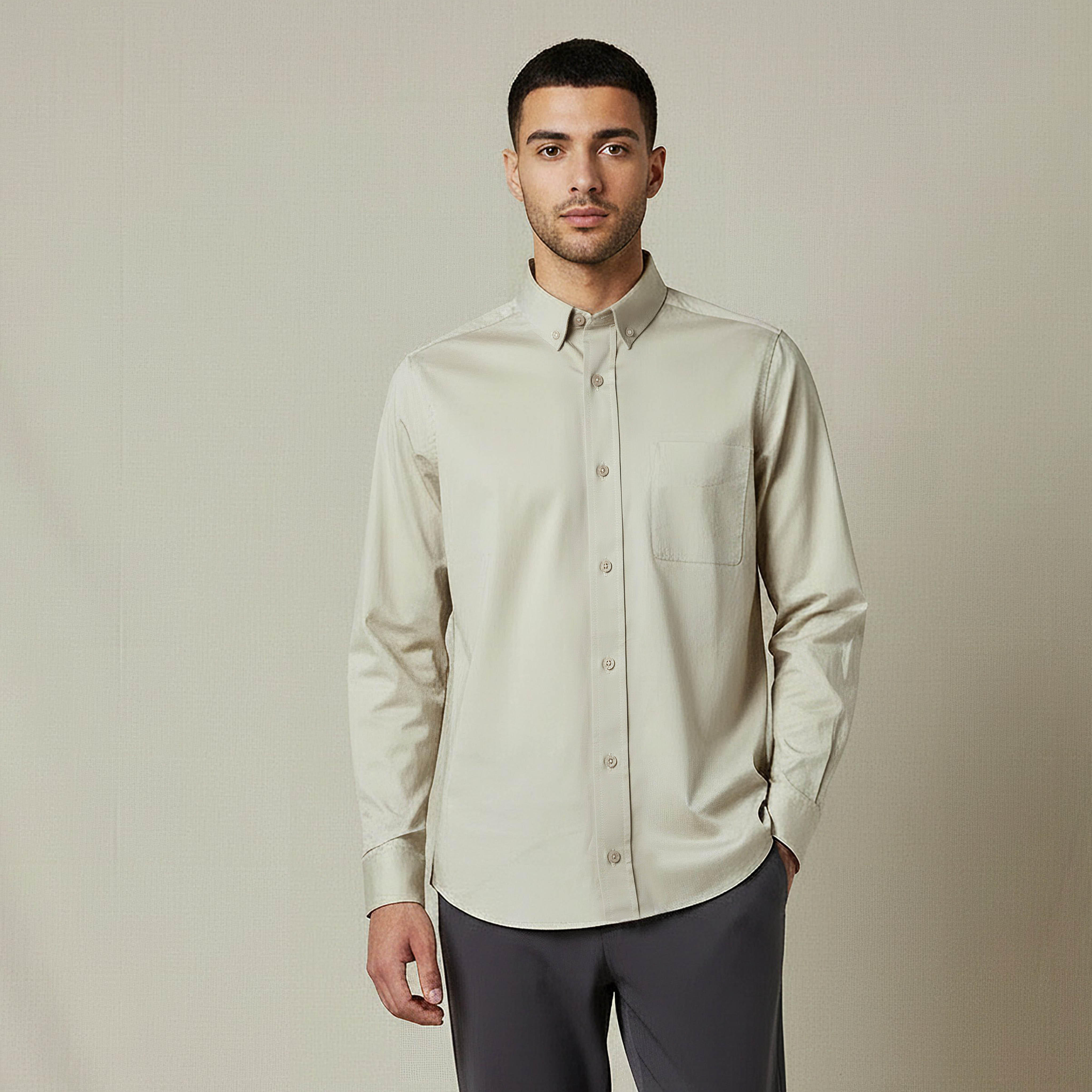 Men Slim Fit Button-Down Collar Long Sleeve Shirt-men-clothing-shirts-image-1