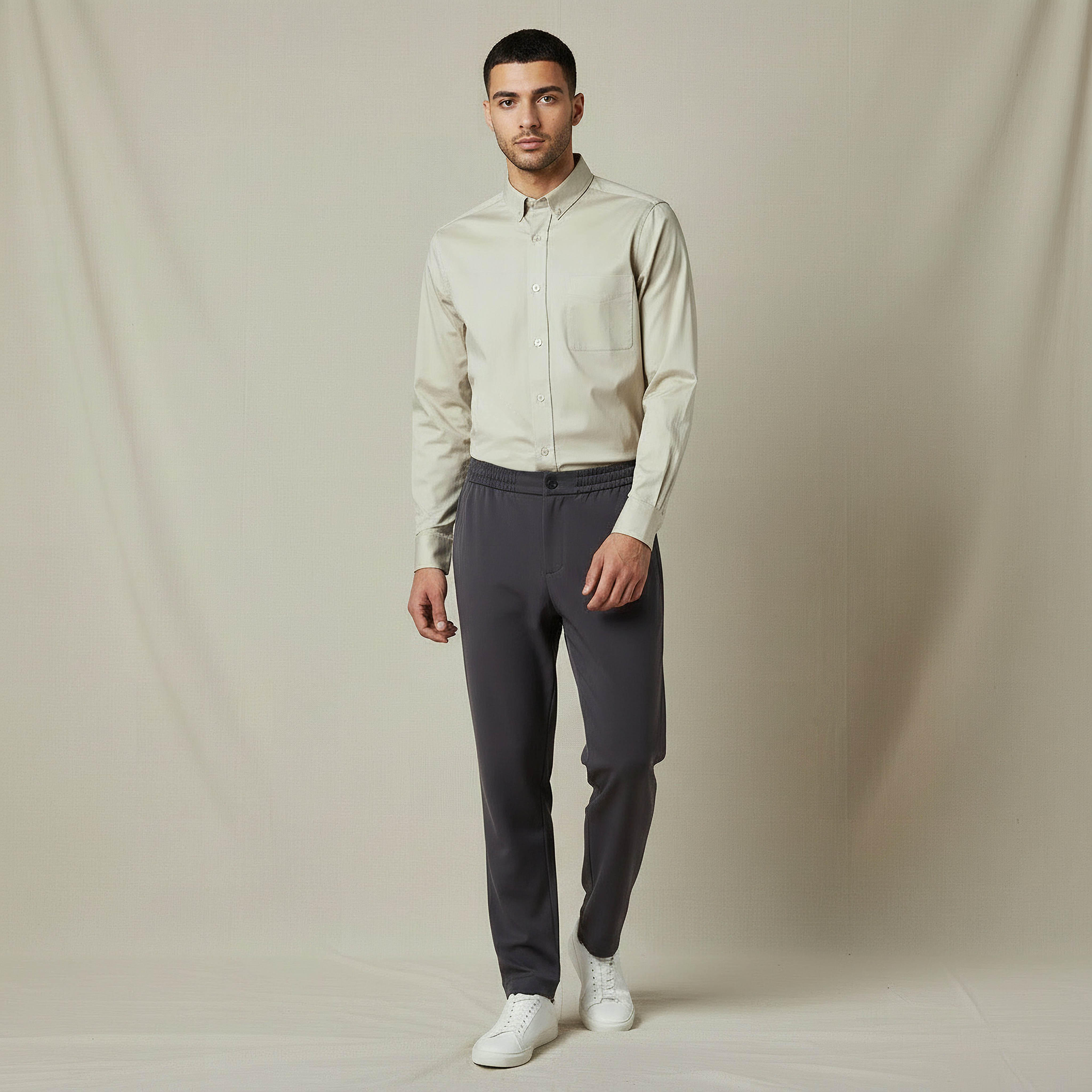 Men Slim Fit Button-Down Collar Long Sleeve Shirt-men-clothing-shirts-image-2