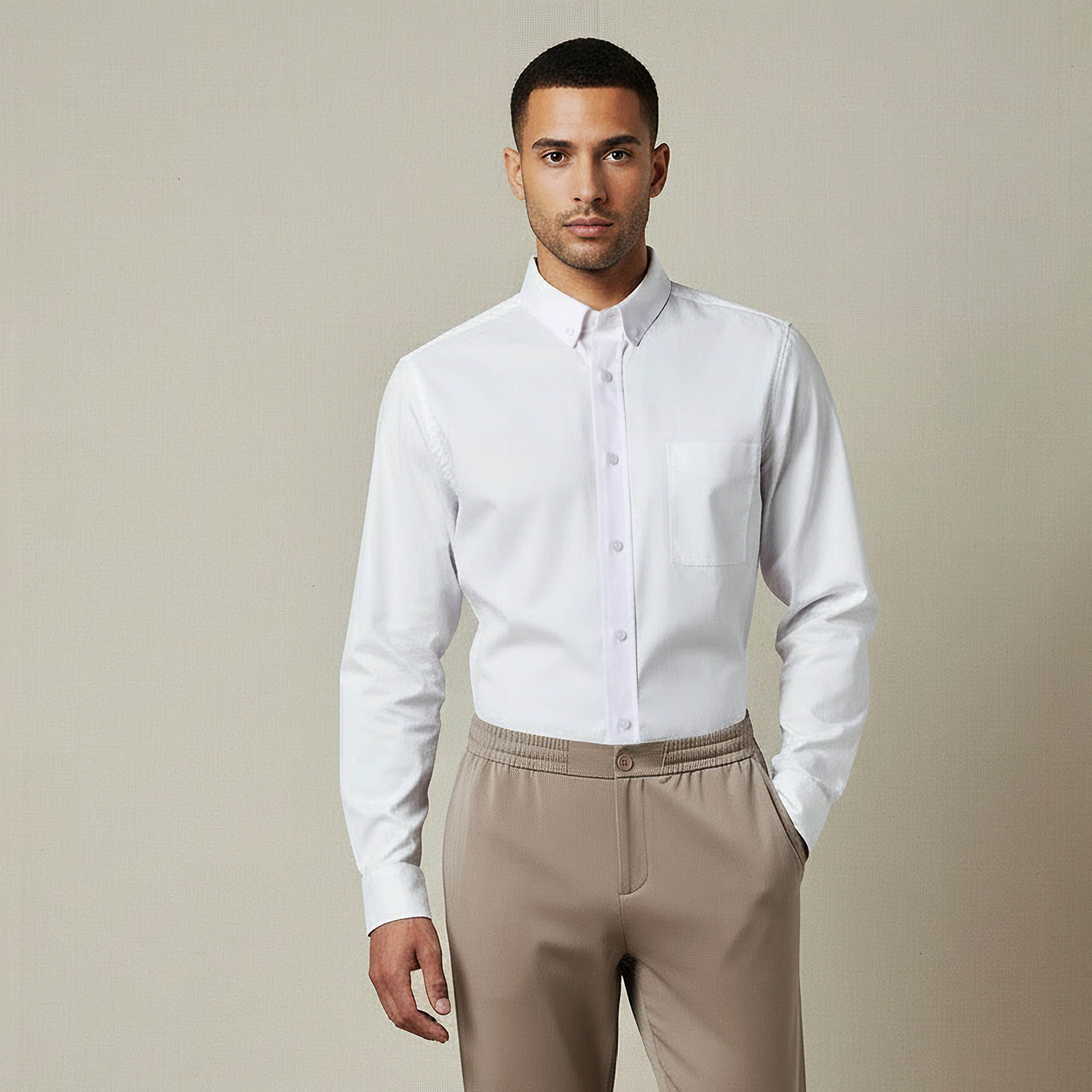 Men Slim Fit Button-Down Collar Long Sleeve Shirt-men-clothing-shirts-image-1
