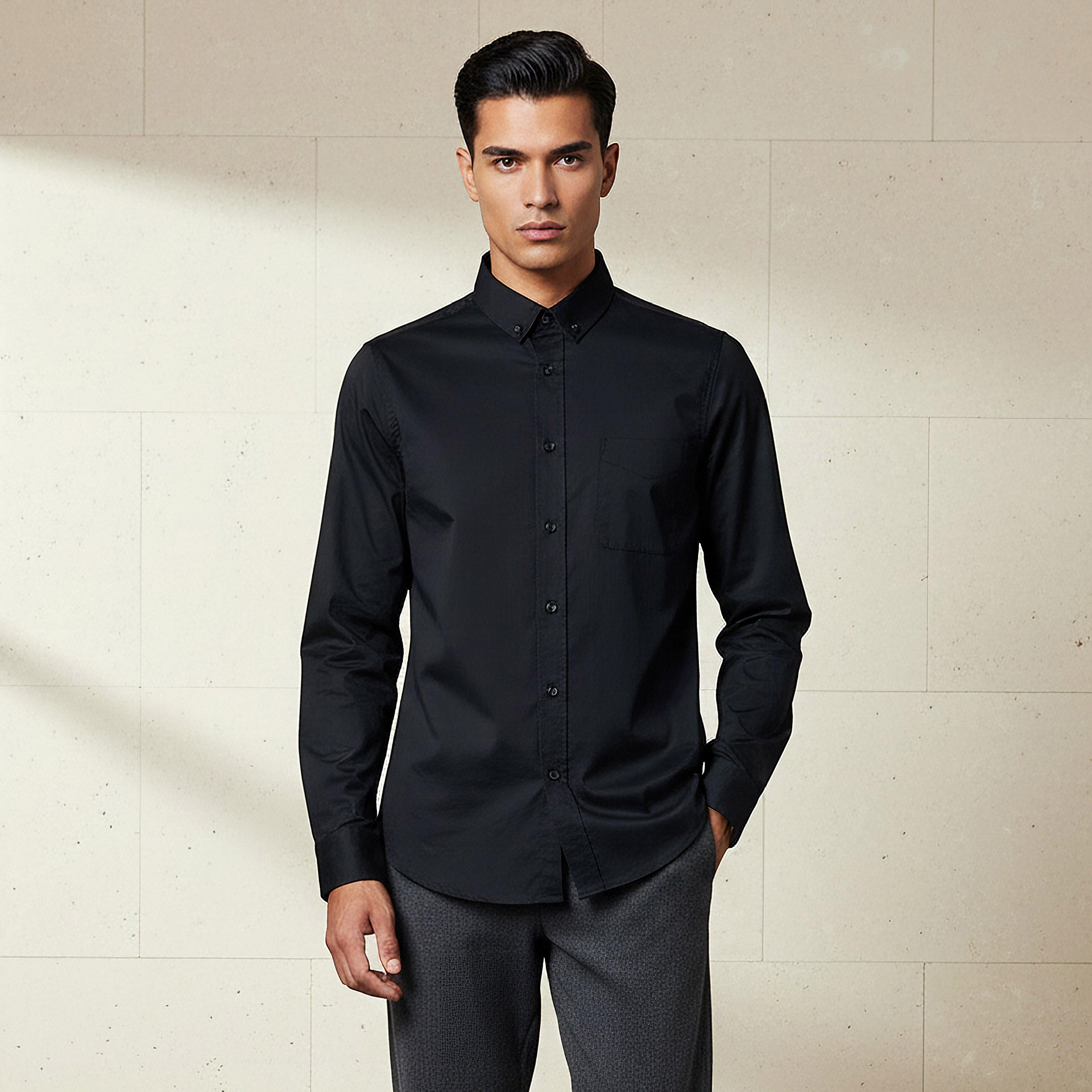 Men Slim Fit Button-Down Collar Long Sleeve Shirt-men-clothing-shirts-image-1