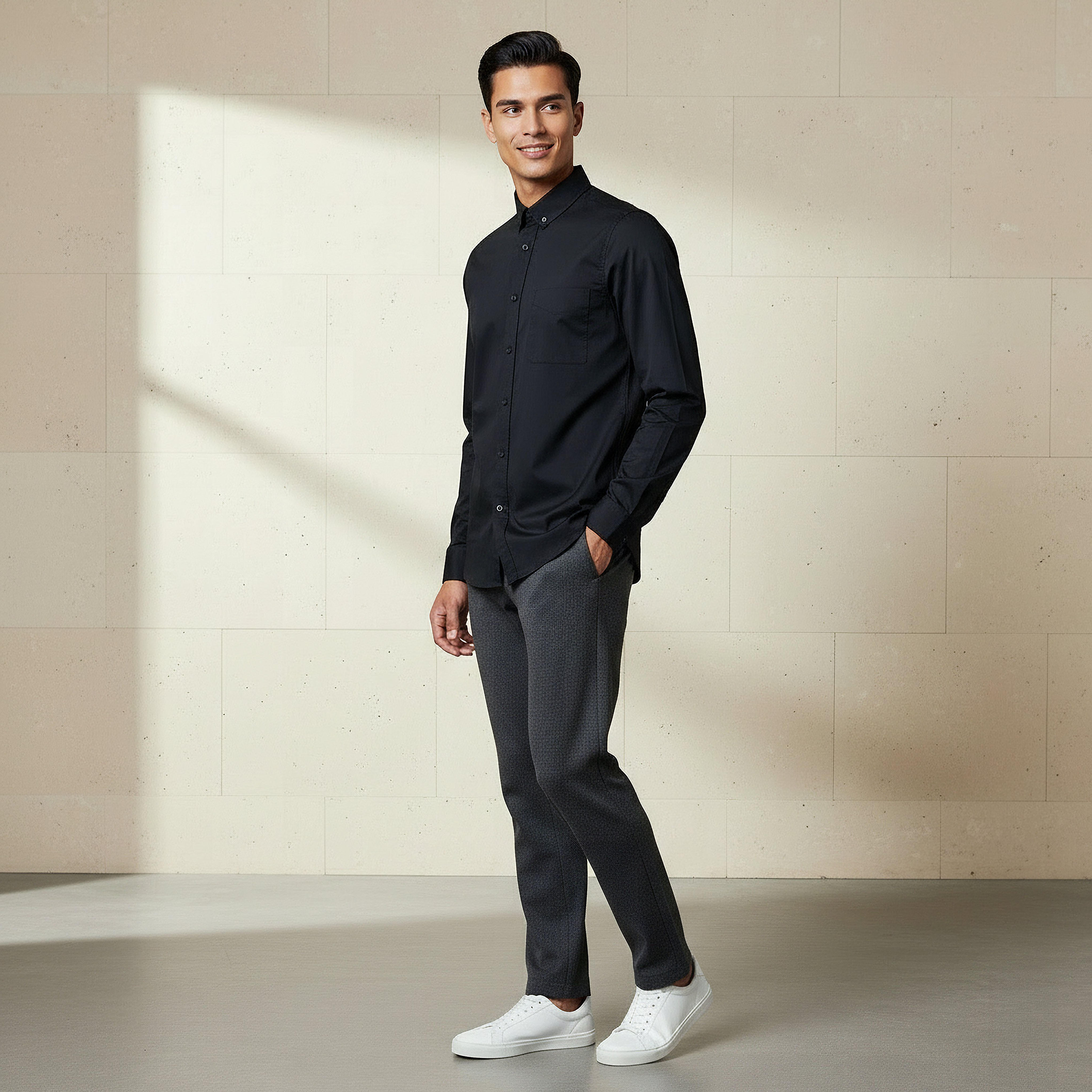 Men Slim Fit Button-Down Collar Long Sleeve Shirt-men-clothing-shirts-image-2