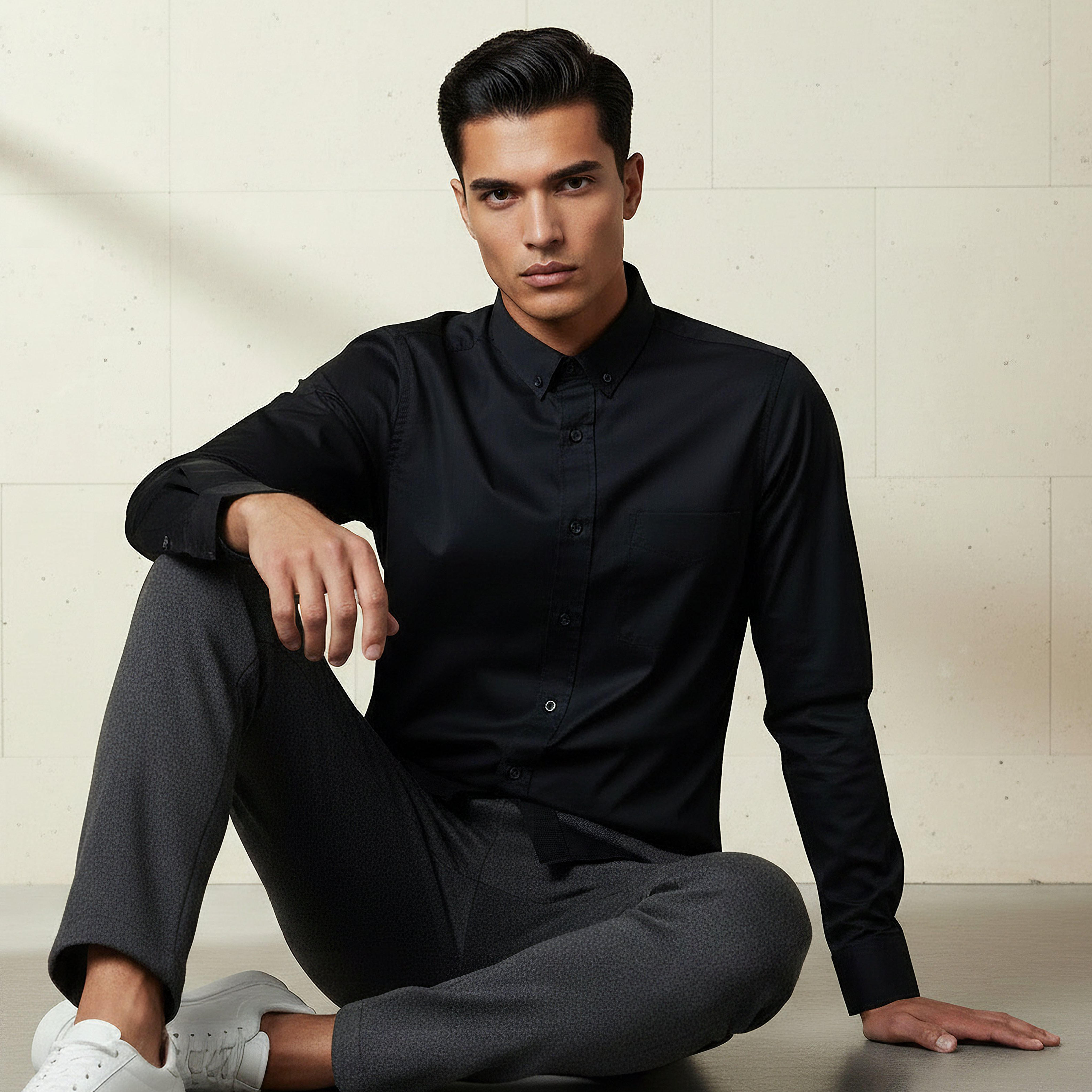 Men Slim Fit Button-Down Collar Long Sleeve Shirt-men-clothing-shirts-image-5