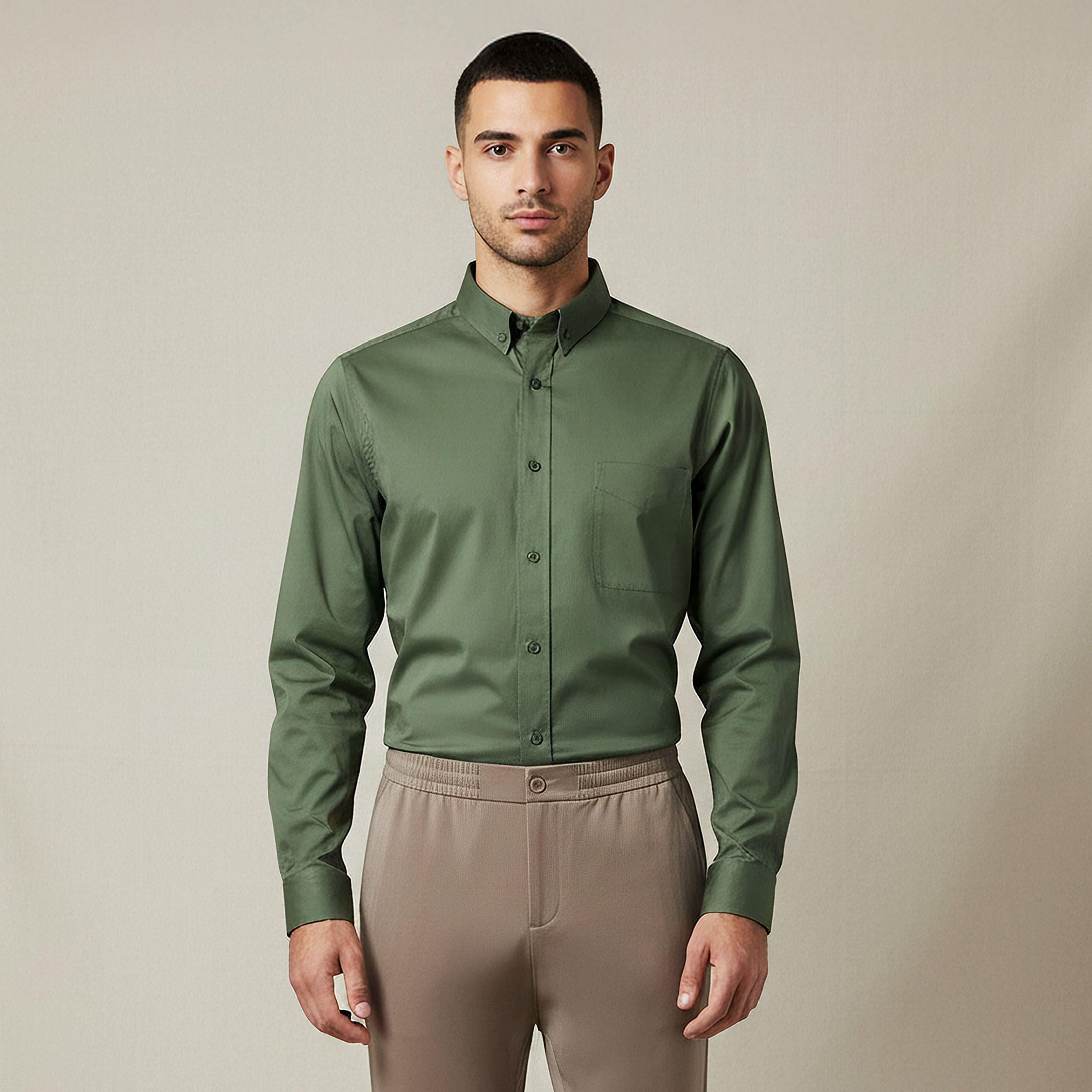 قميص بقصة سليم وياقة وأكمام طويلة للرجال-men-clothing-shirts-image-1