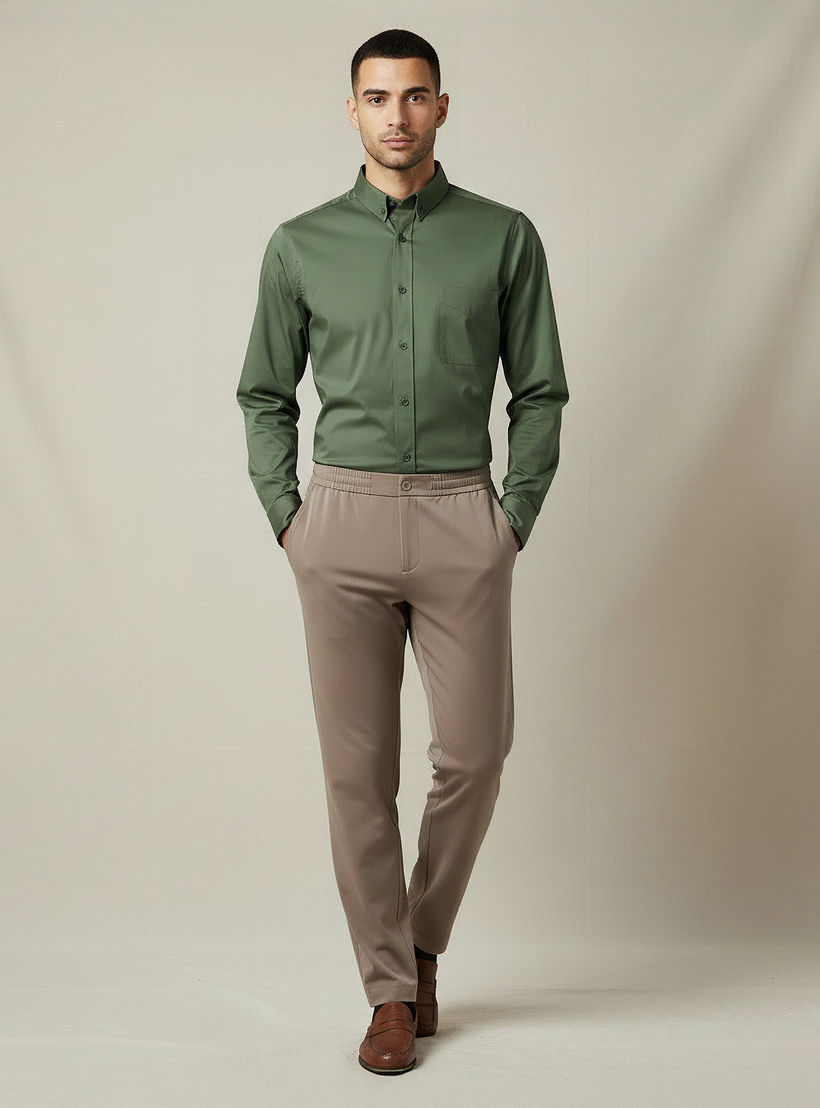 قميص بقصة سليم وياقة وأكمام طويلة للرجال-men-clothing-shirts-image-2