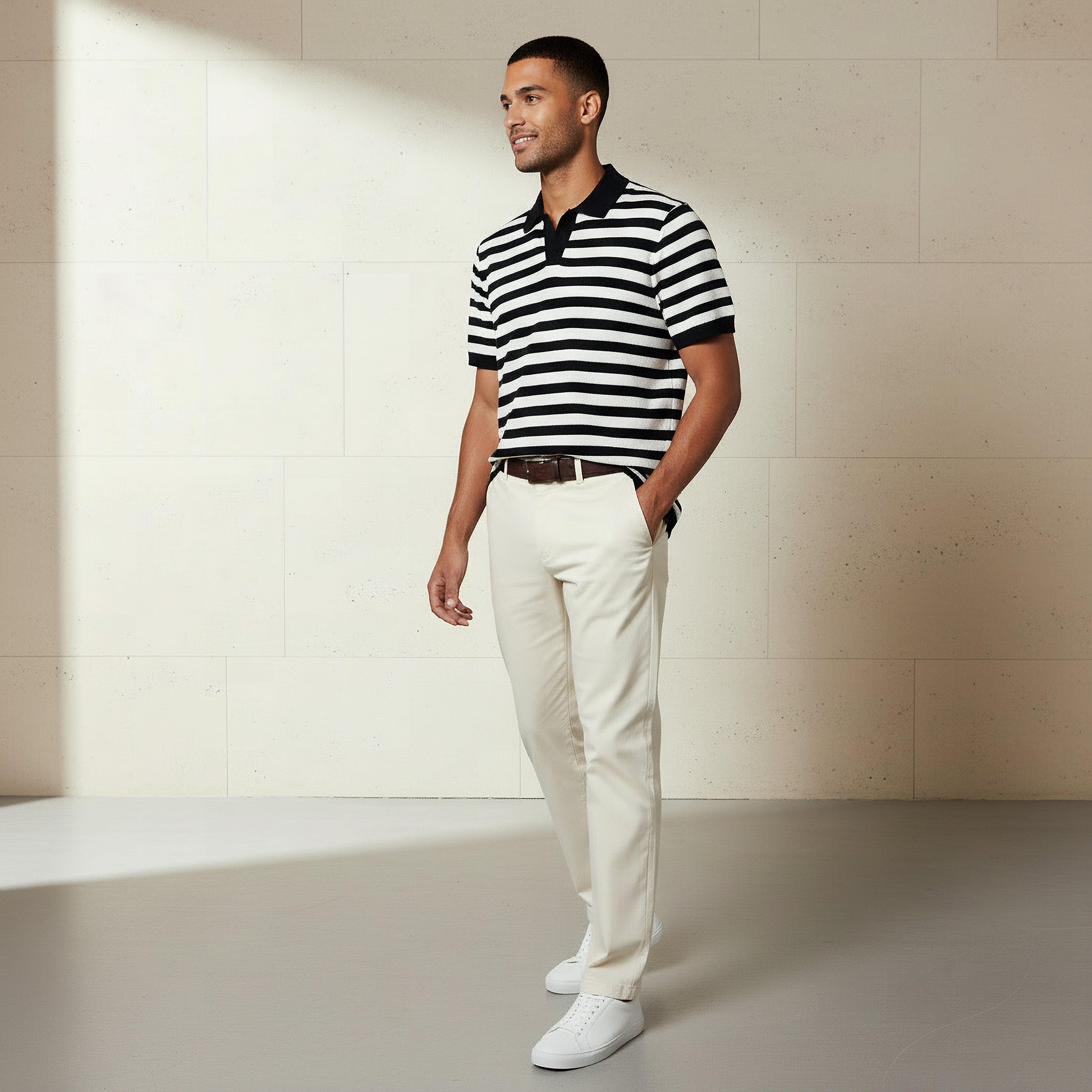Men Short Sleeves Striped Johnny Collar Polo T-shirt-men-clothing-tshirtsandpolos-polos-image-2