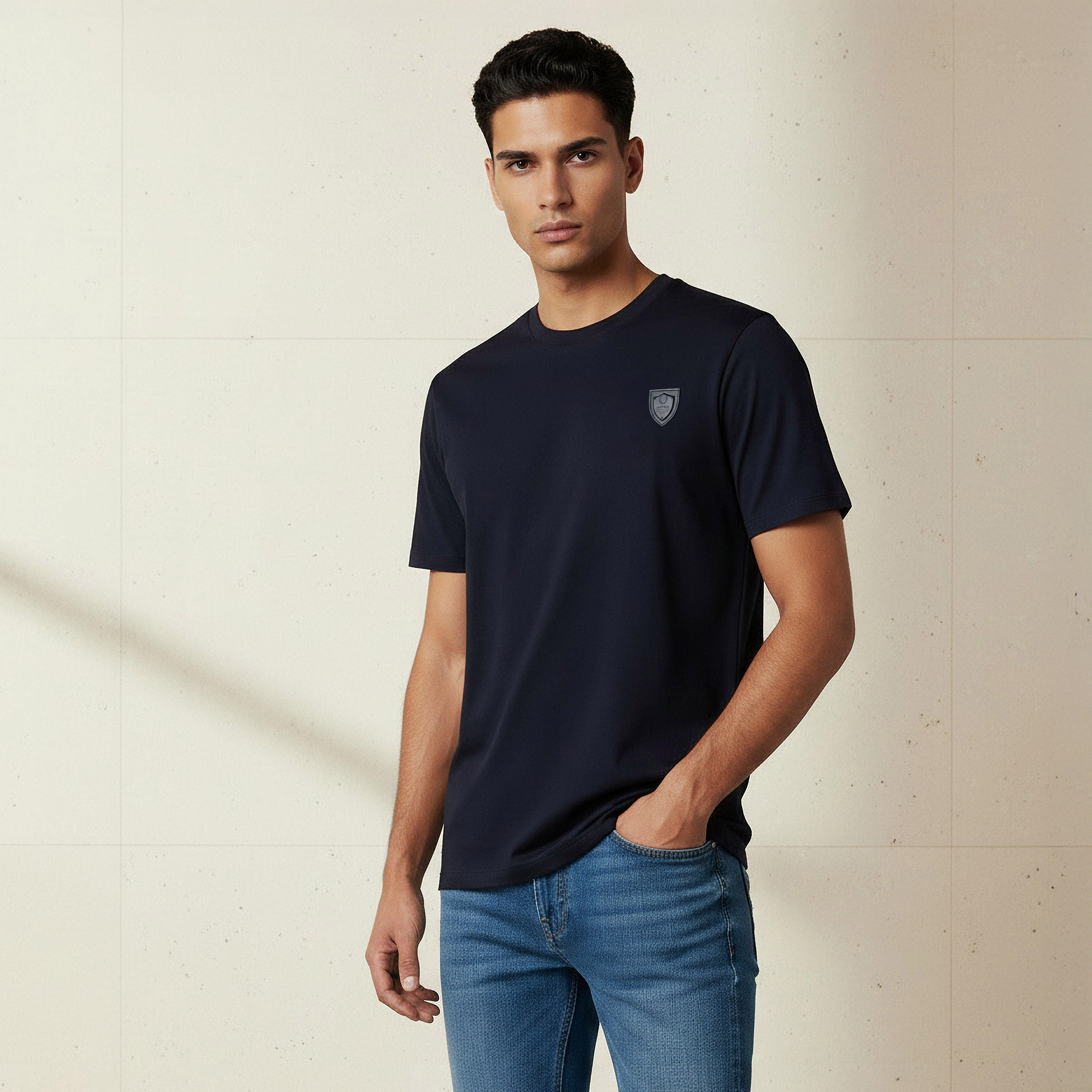 Emperor Men Regular Fit Crew Neck Short Sleeve Badge Accent T-shirt-men-clothing-tshirtsandpolos-tshirts-image-1