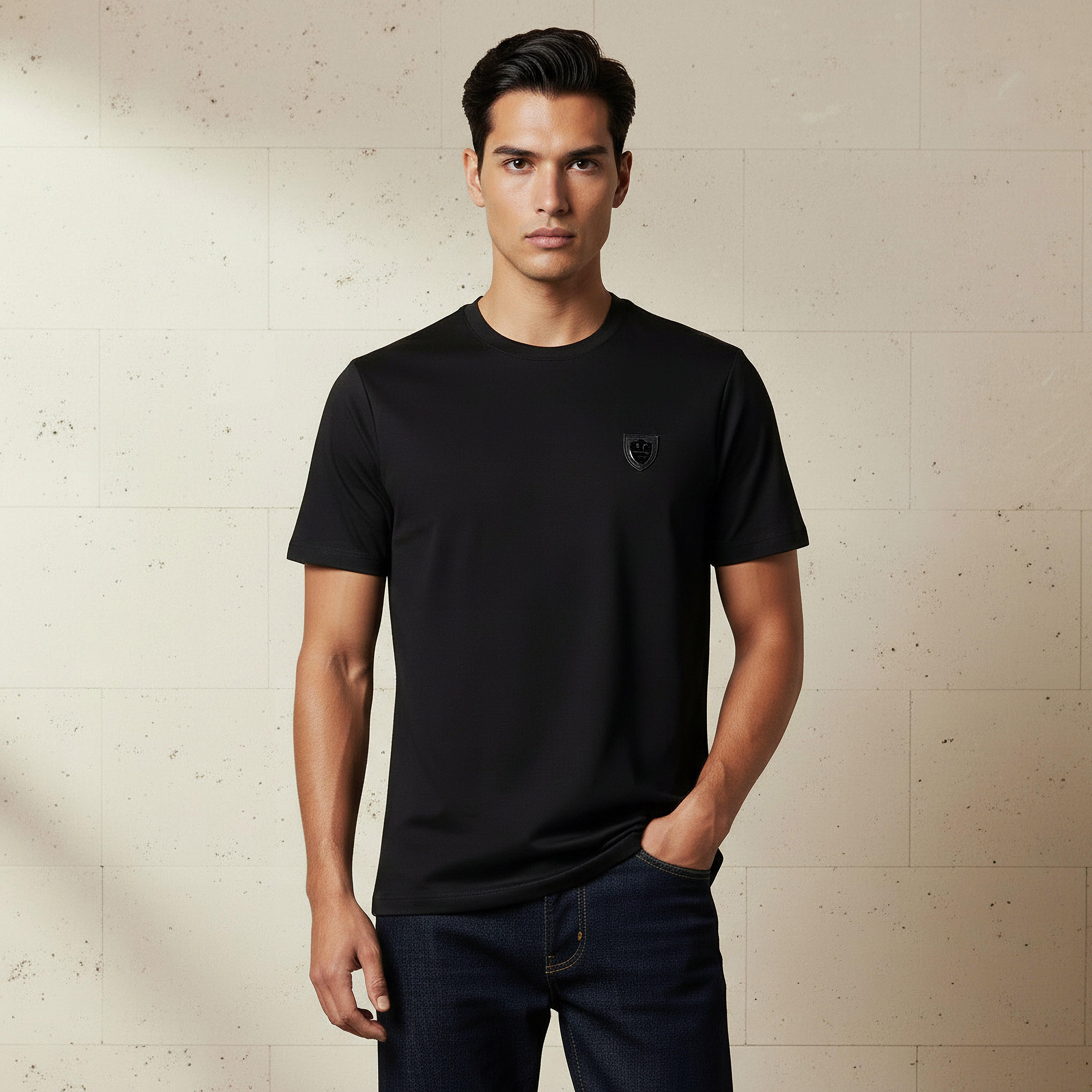Emperor Men Regular Fit Crew Neck Short Sleeve Badge Accent T-shirt-men-clothing-tshirtsandpolos-tshirts-image-1
