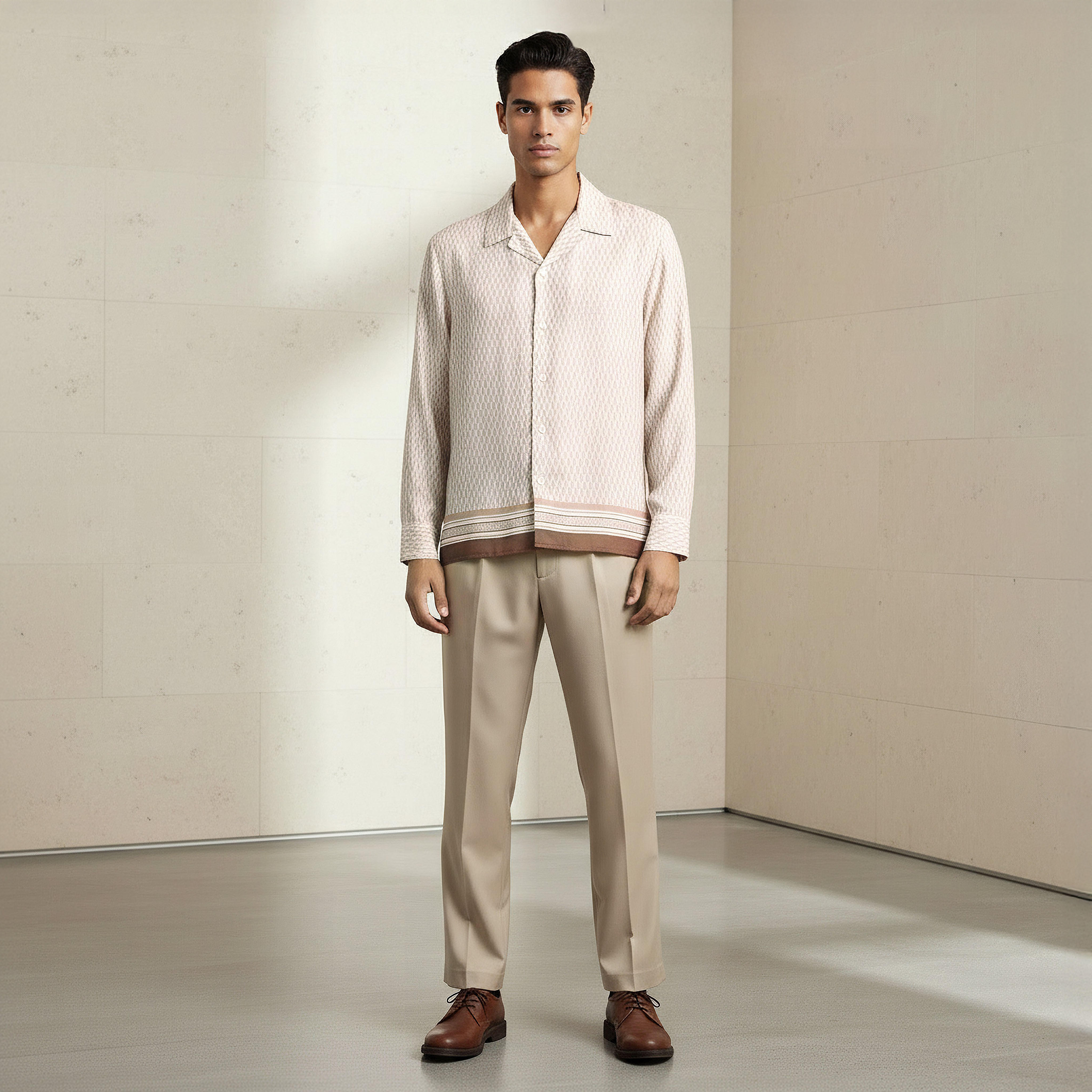 قميص بقصة عادية وياقة كامب وأكمام طويلة وطبعات من إمبيرور-men-clothing-shirts-image-3