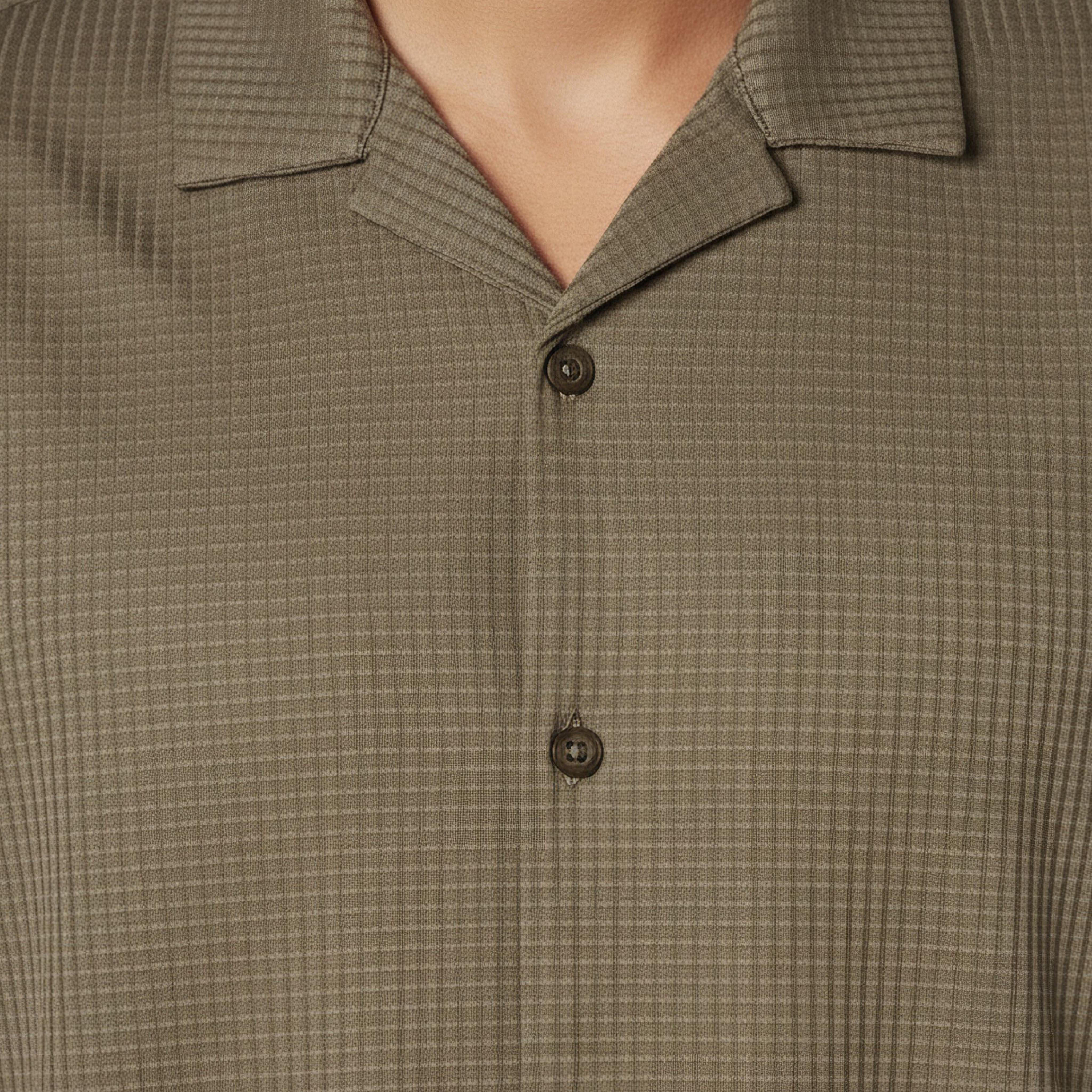Emperor Men Regular Fit Camp Collar Waffle Textured Short Sleeves Shirt-men-clothing-shirts-image-1