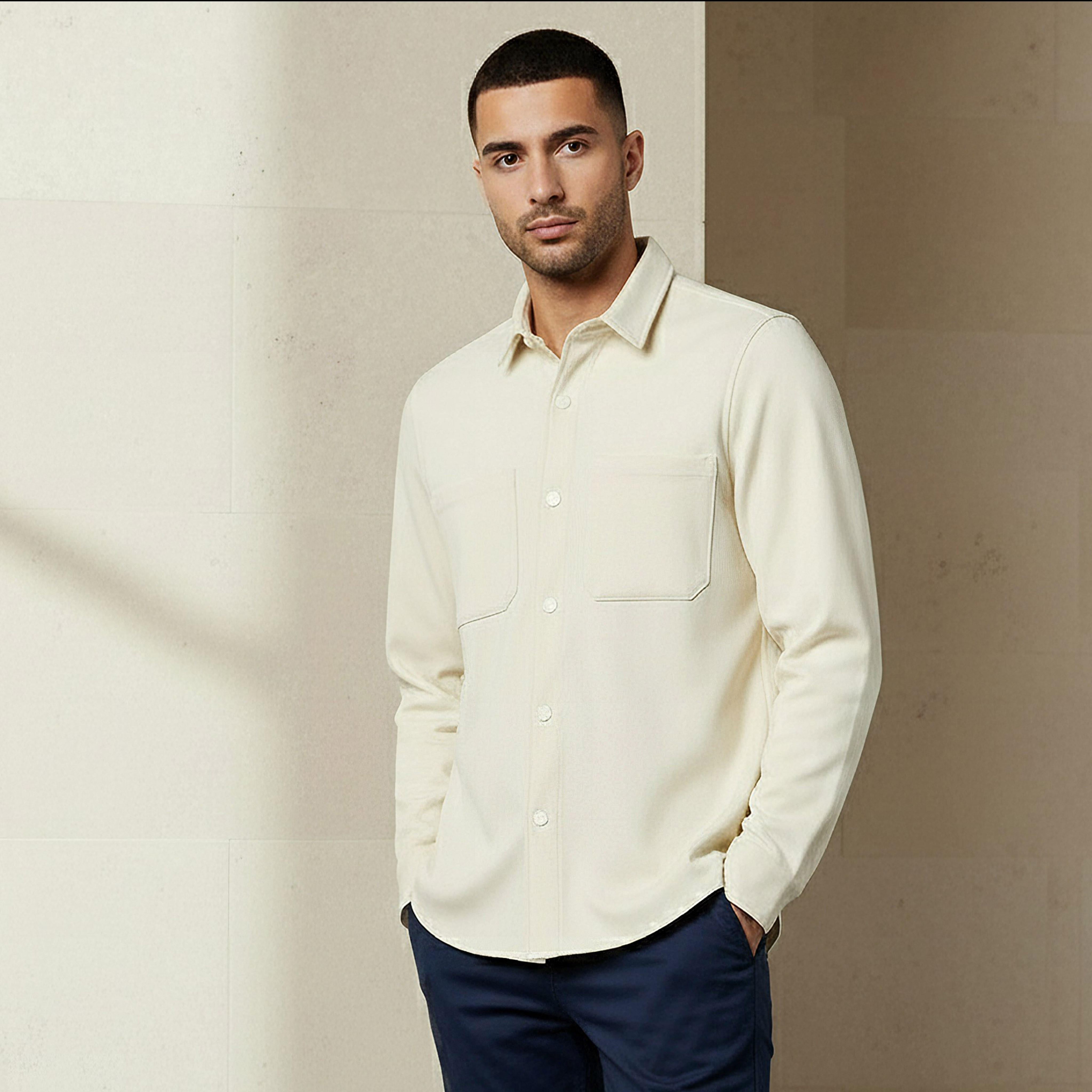 شاكيت رجالي بارز الملمس بياقة عادية وأكمام طويلة-men-clothing-shirts-image-4