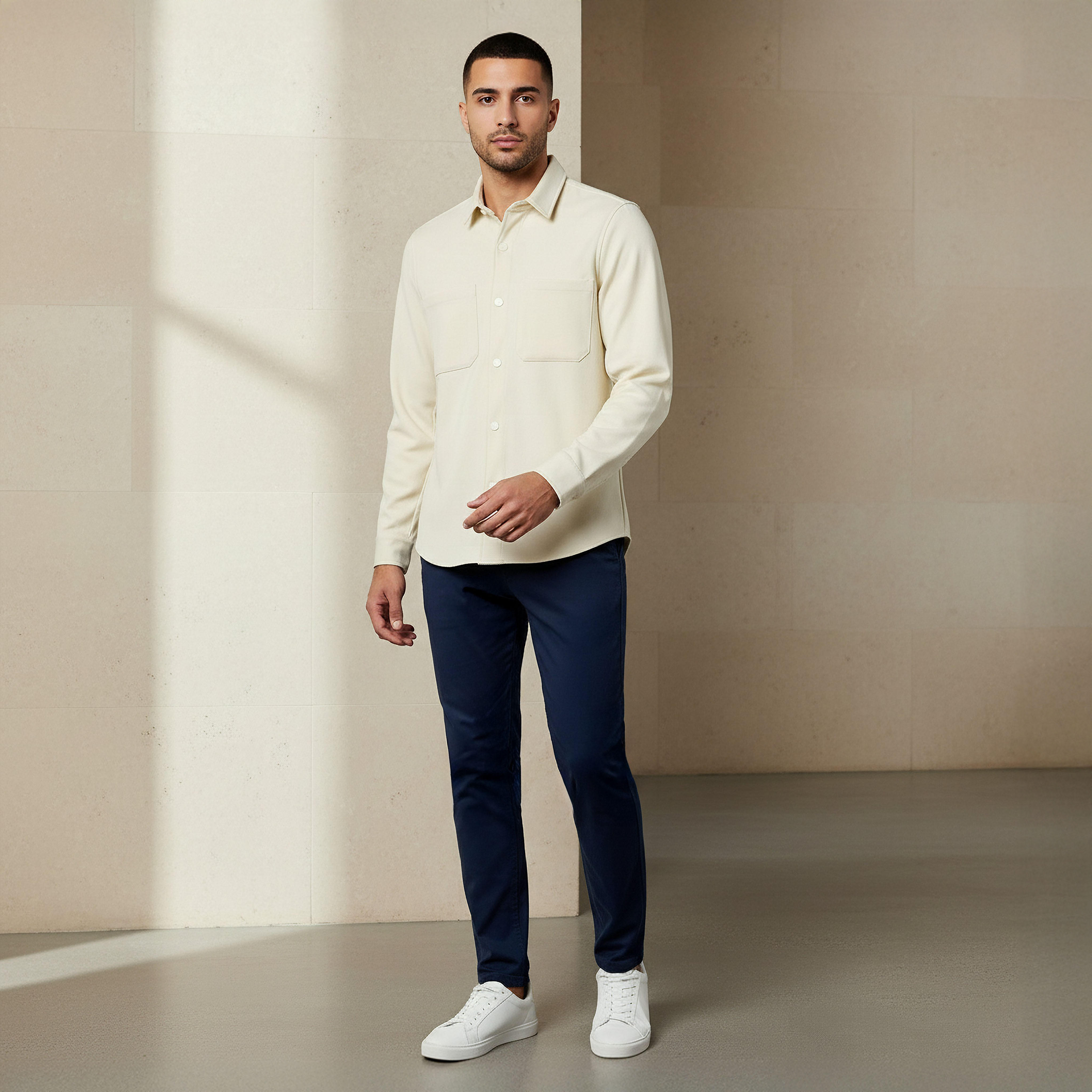 شاكيت رجالي بارز الملمس بياقة عادية وأكمام طويلة-men-clothing-shirts-image-2