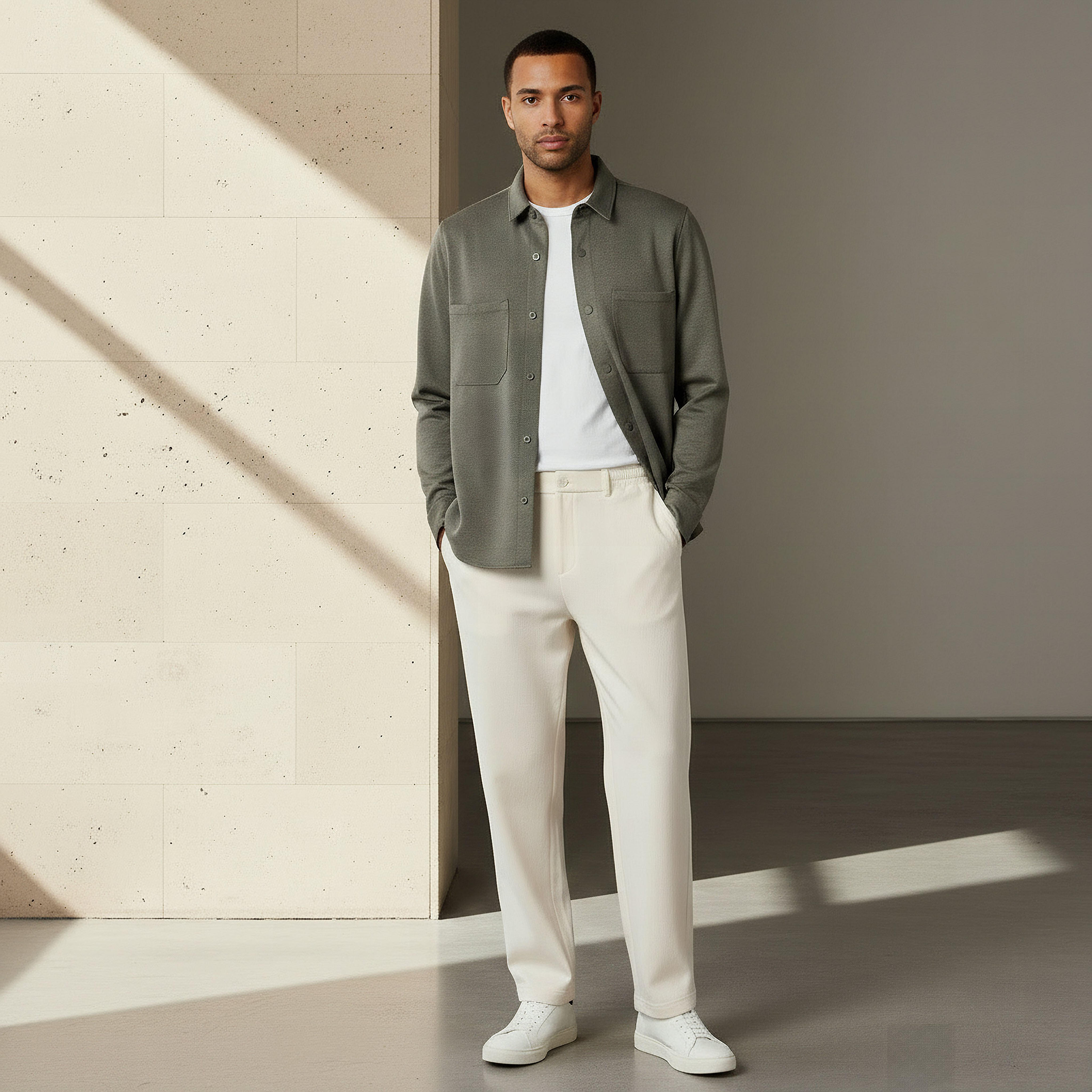 Men Collared Textured Long Sleeve Shacket-men-clothing-shirts-image-3